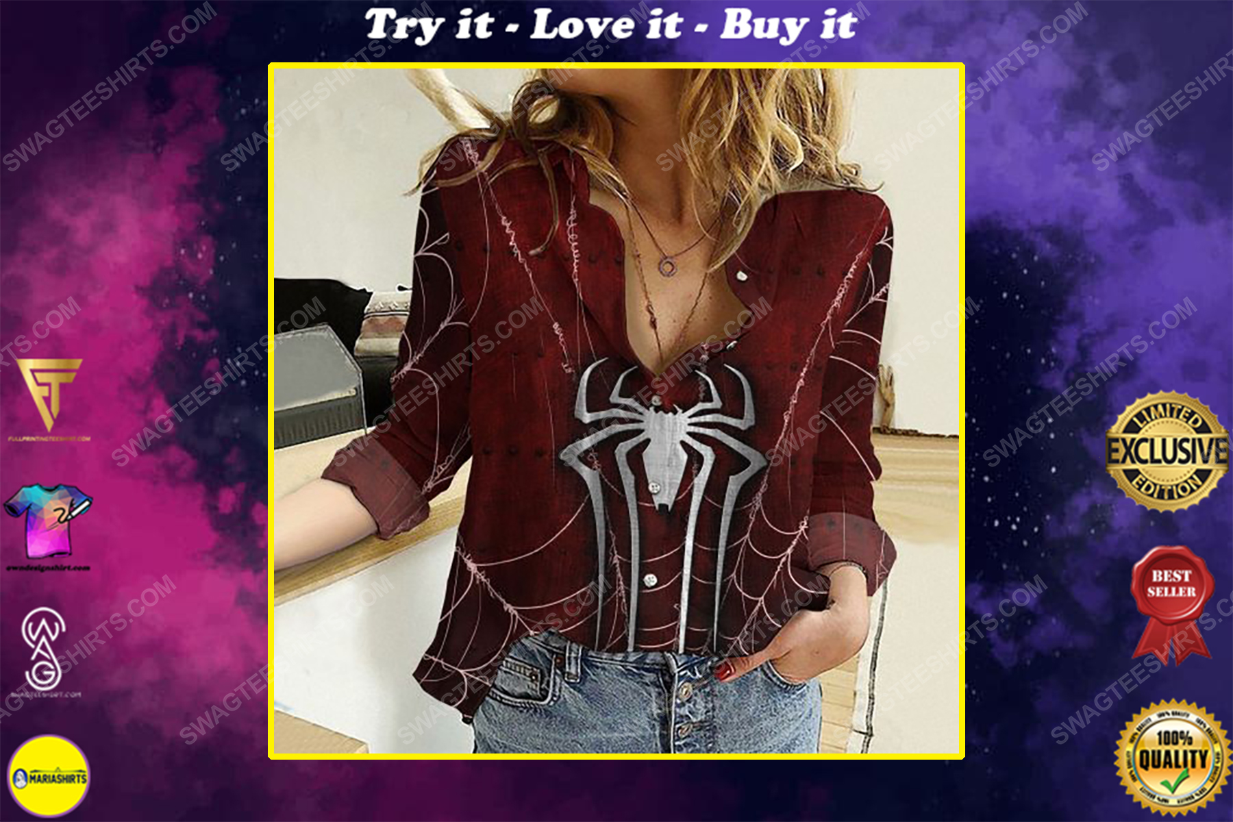 Spider-Man fully printed poly cotton casual shirt