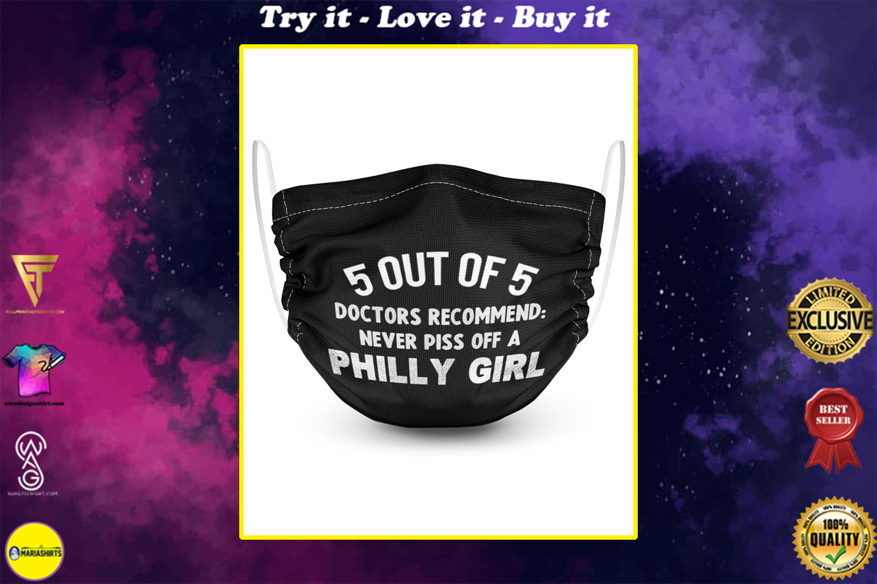5 out of 5 doctors recommend never piss off a philly girl face mask