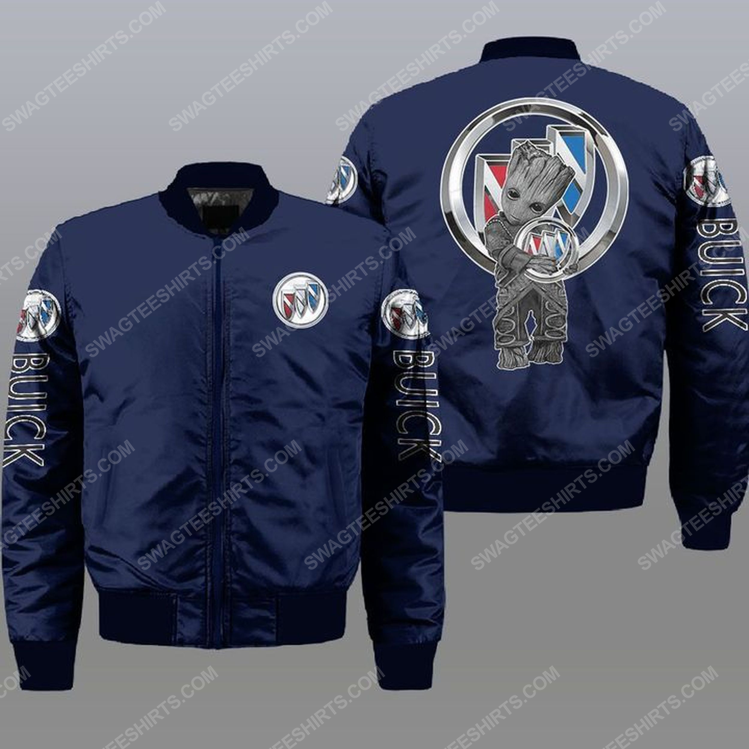Baby groot and buick all over print bomber jacket -navy 1