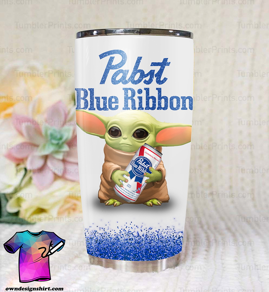 Baby yoda and pabst blue ribbon steel tumbler