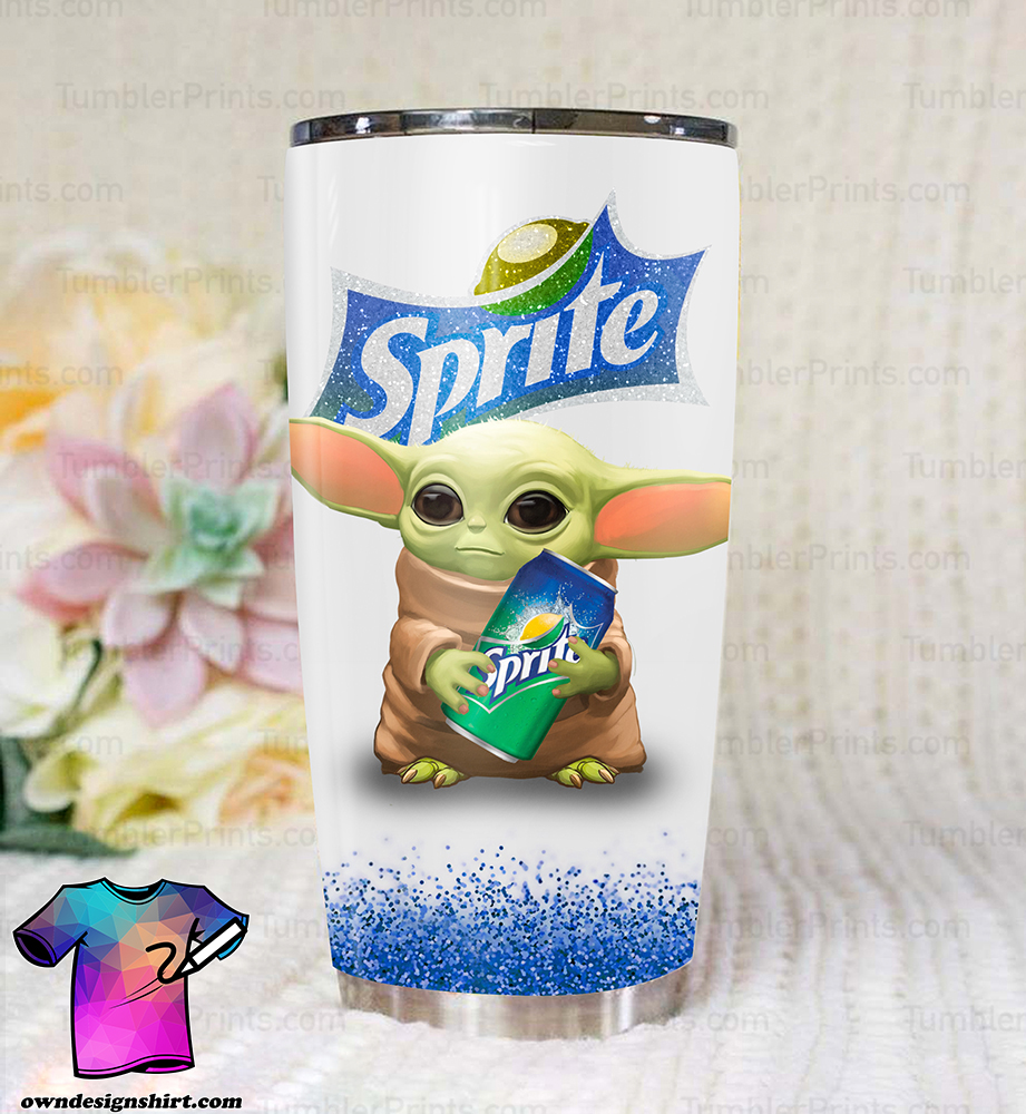 Baby yoda and sprite steel tumbler