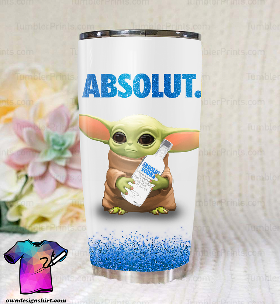 Baby yoda and vodka absolut steel tumbler