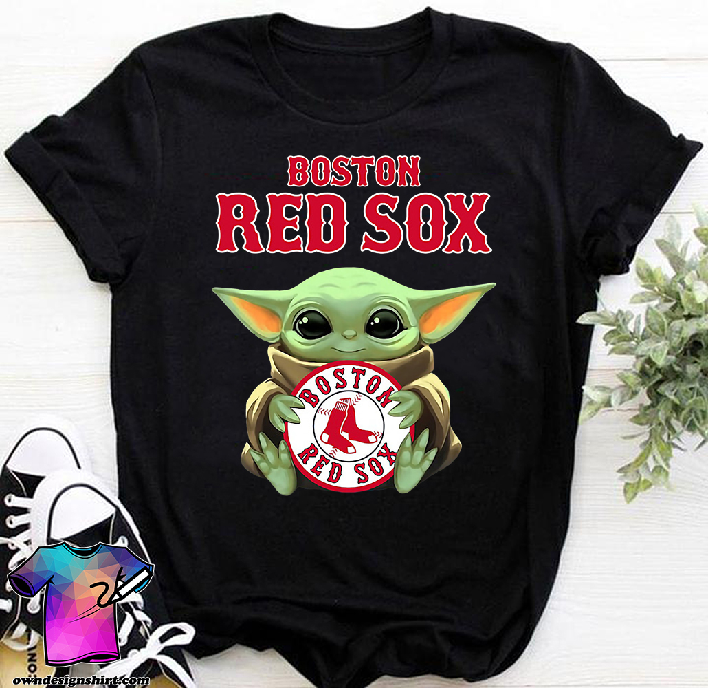 Baby yoda hug boston red sox shirt