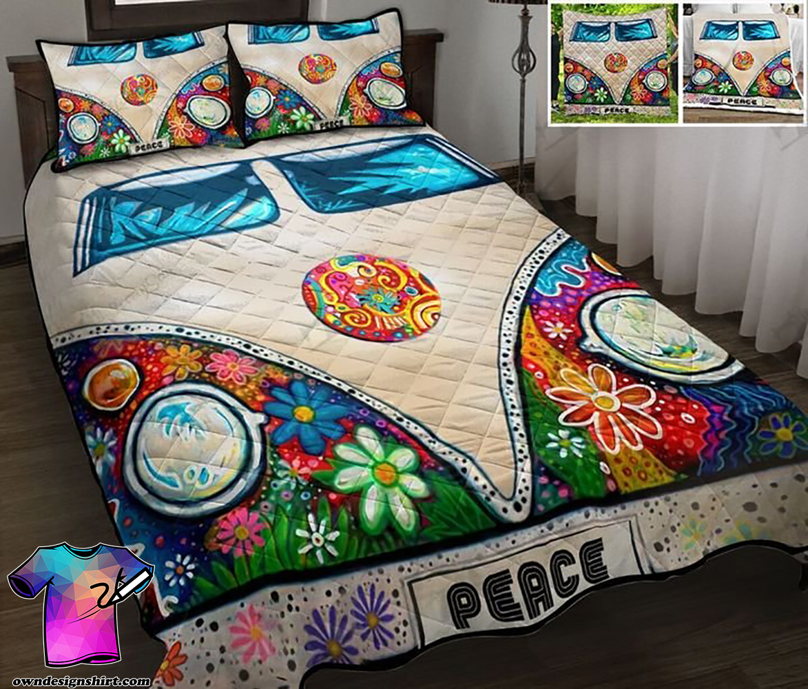 Camping rv peace hippie full printing quilt