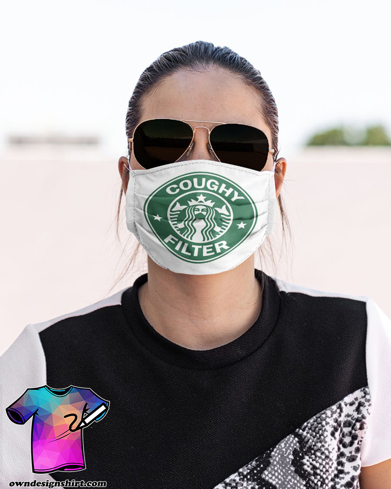 Coughy filter starbucks all over printed face mask