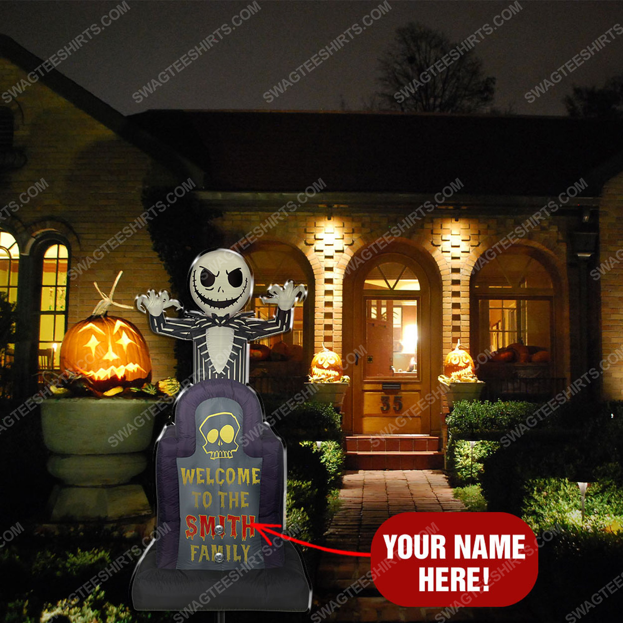 Custom jack skellington welcome to the family yard sign 2(1)