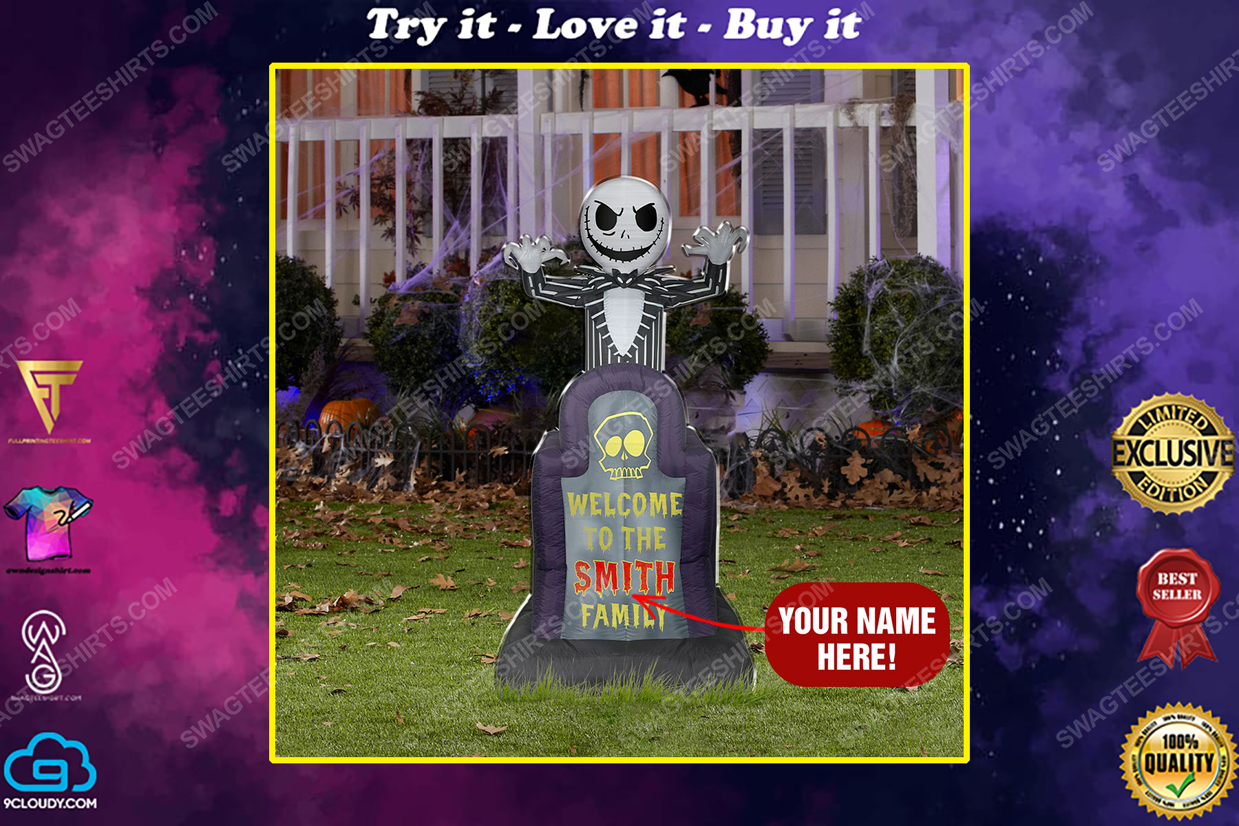 Custom jack skellington welcome to the family yard sign
