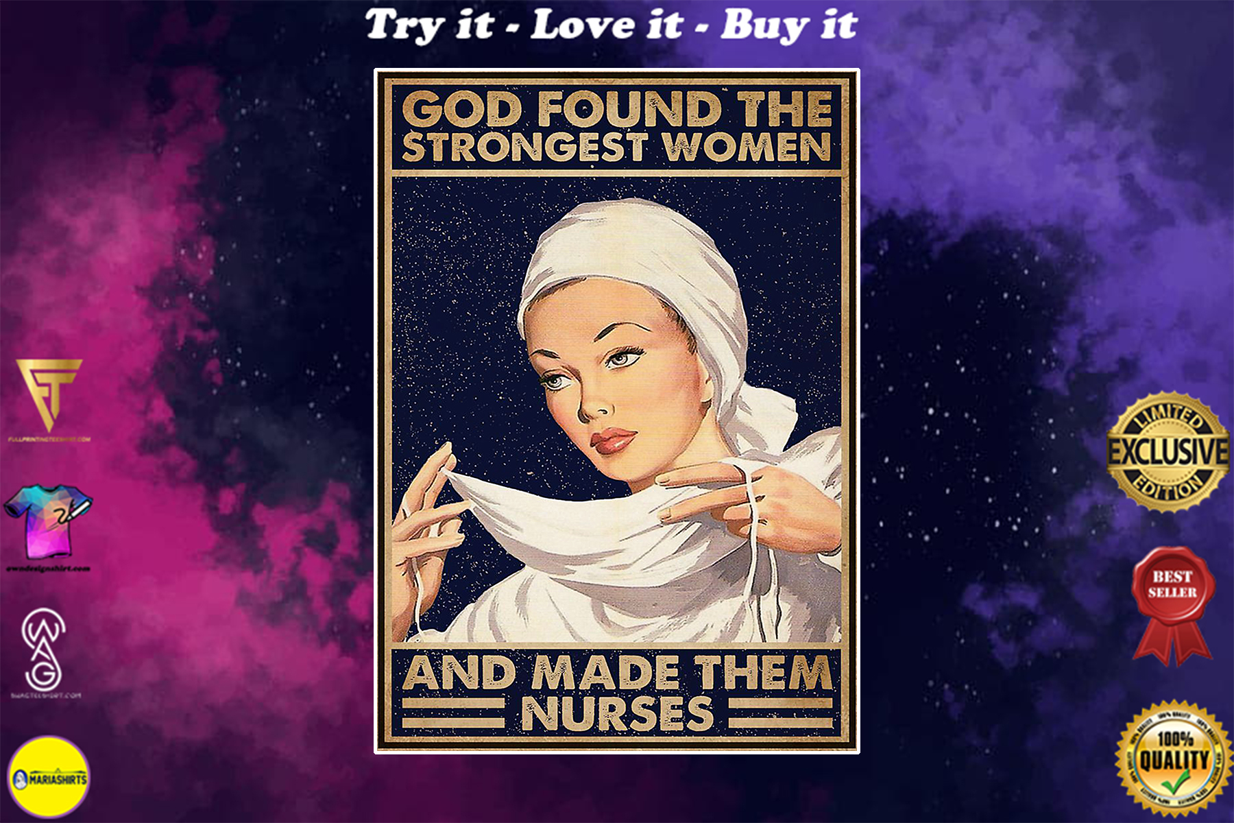 God found the strongest women and made them nurses vintage poster