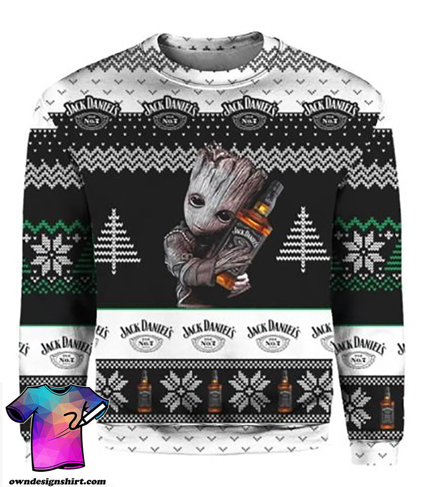 Groot hold jack daniel's all over printed shirt
