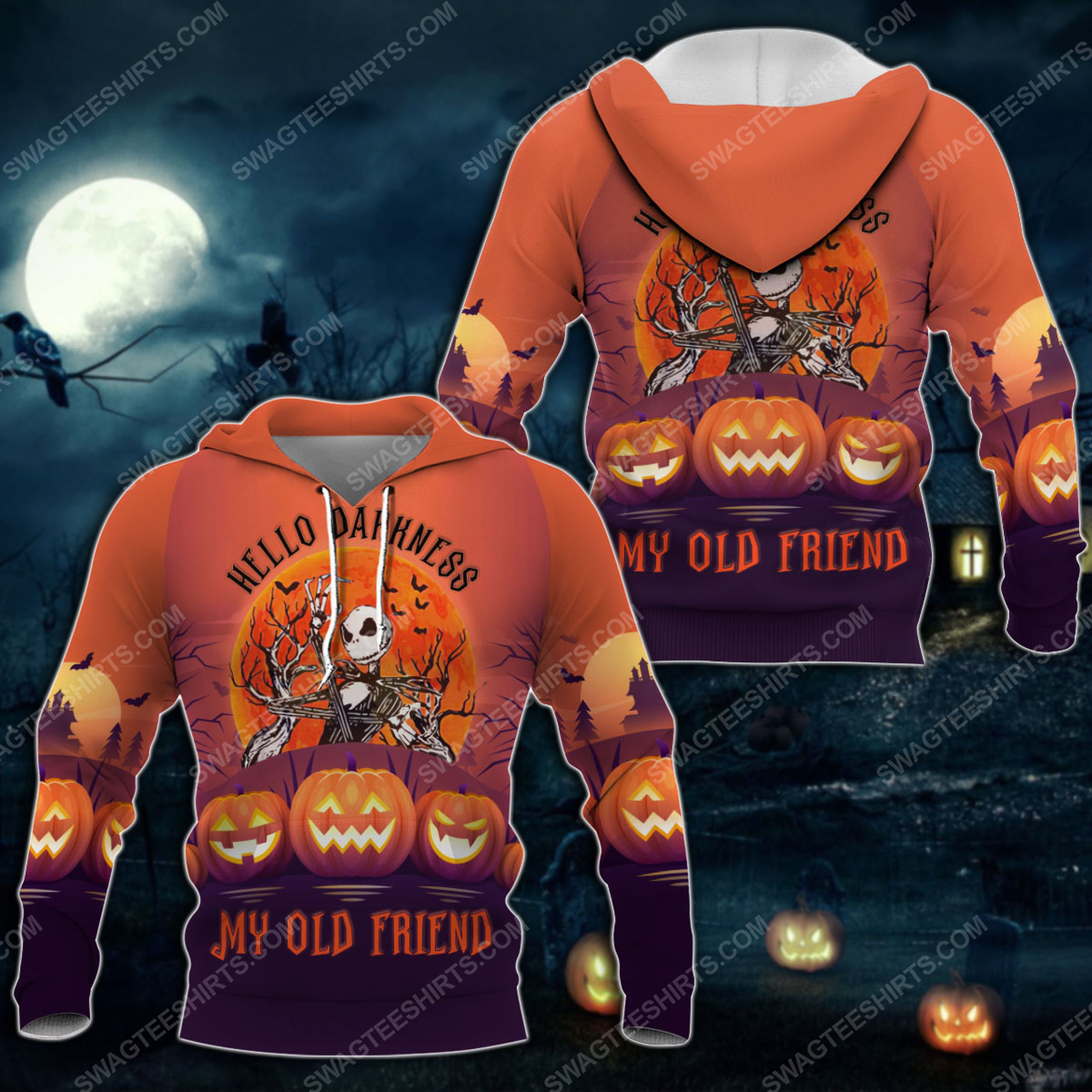 Hello darkness my old friend jack skellington halloween full printing shirt 2(1)