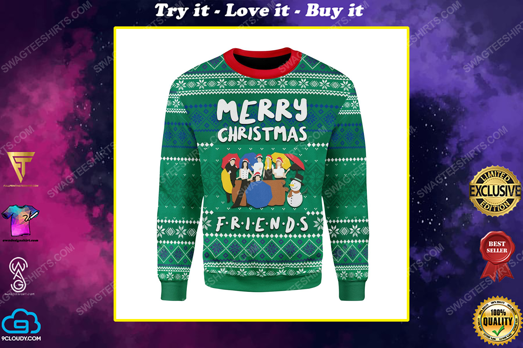 Merry christmas friends tv show ugly christmas sweater