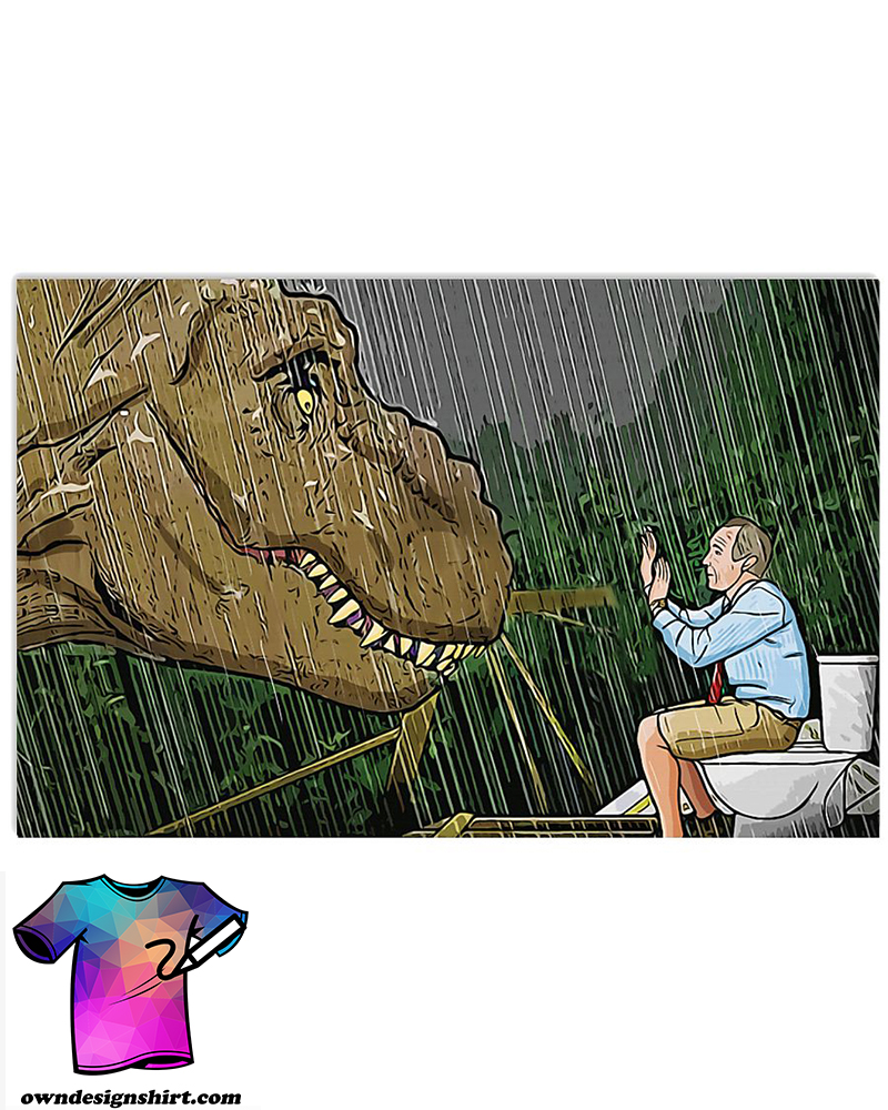 Jurassic park t-rex toilet scene cartoon poster