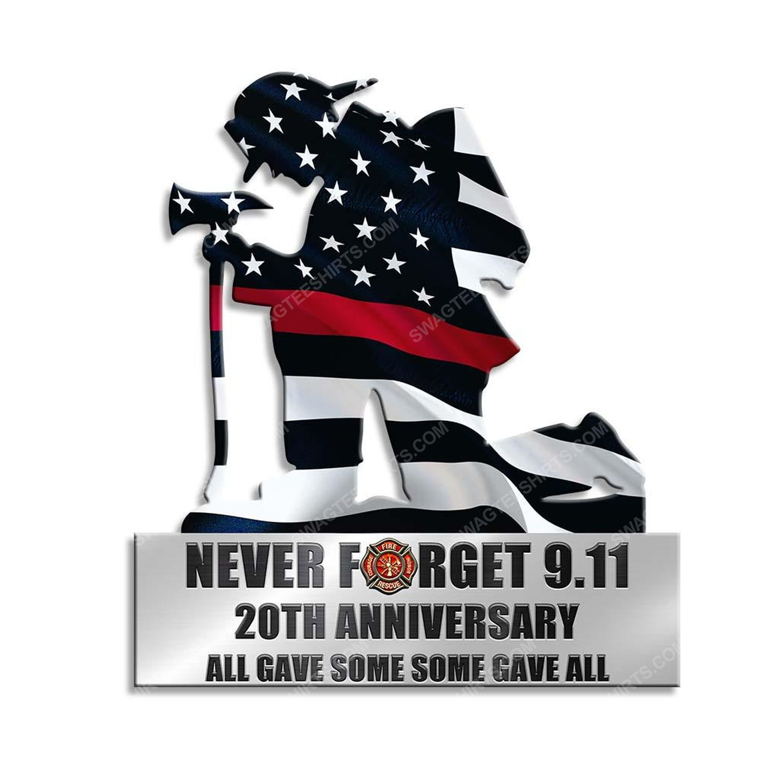 Kneeling firefighter never forget 9 11 20th anniversary yard sign 2(1)