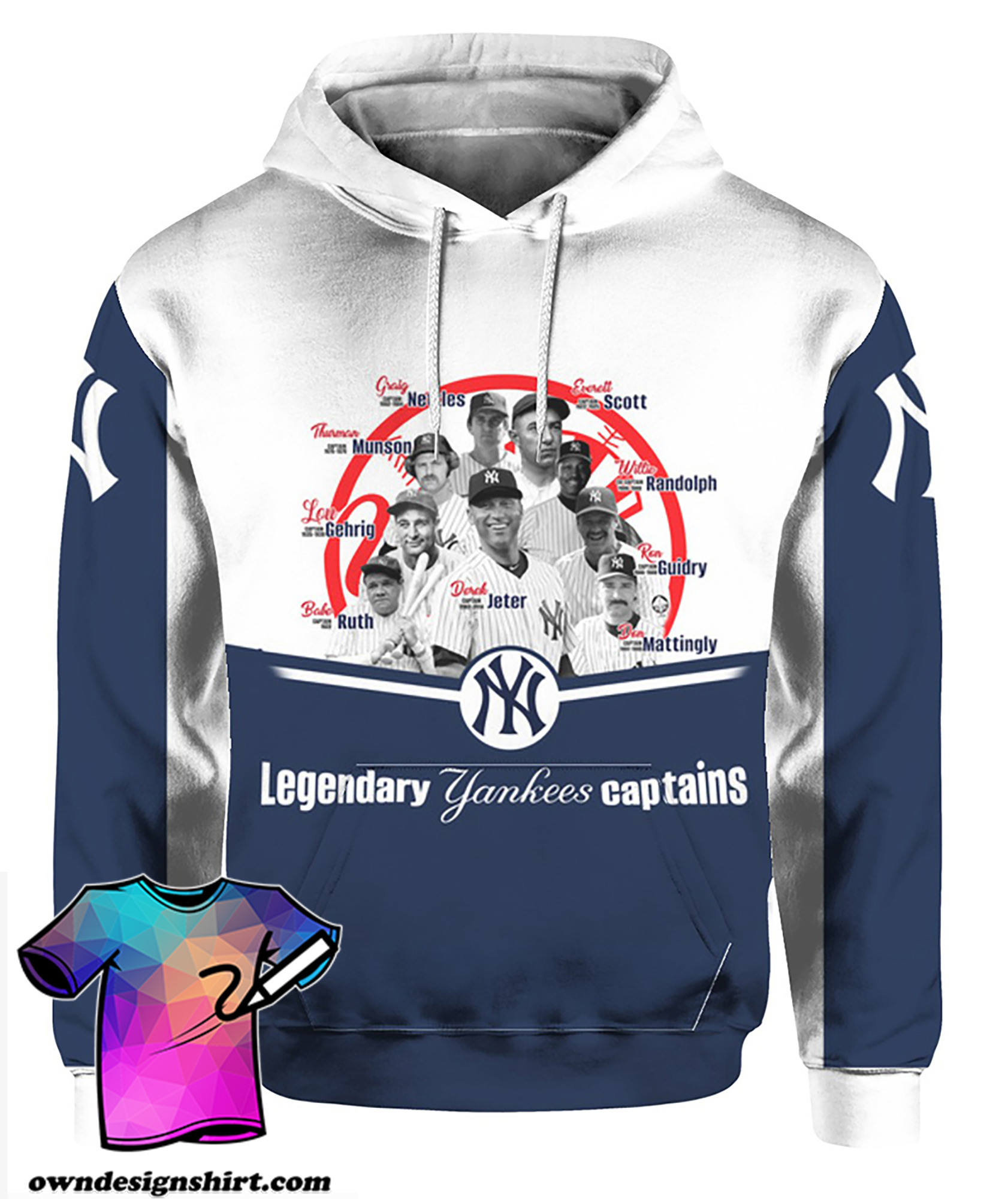 Legendary yankees captains new york yankees 3d hoodie
