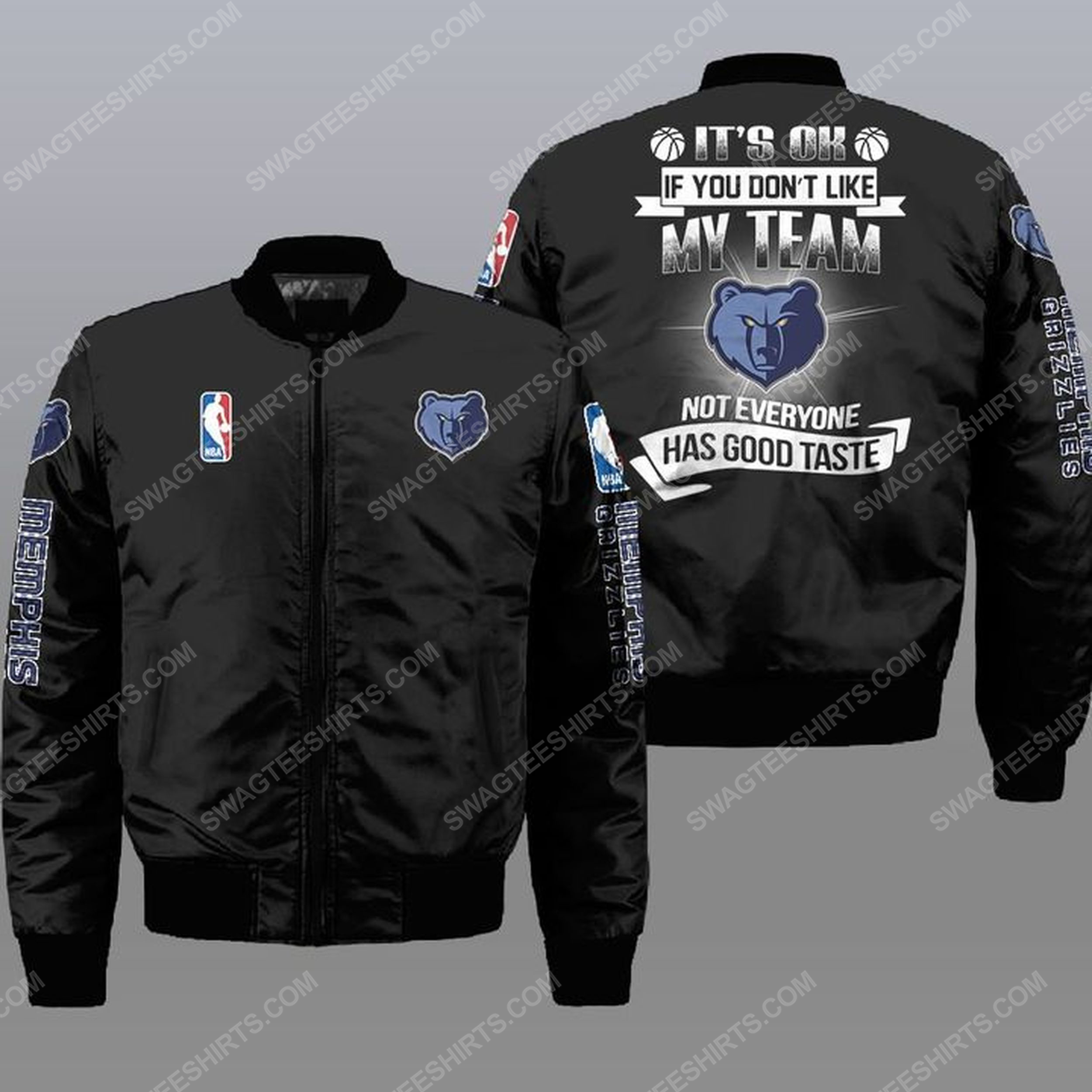 NBA memphis grizzlies all over print bomber jacket - black 1