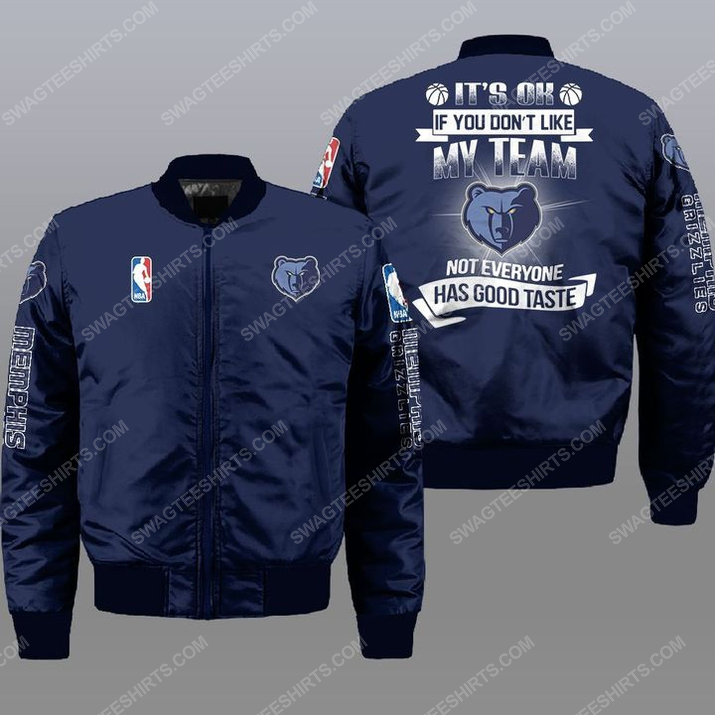 NBA memphis grizzlies all over print bomber jacket -navy 1