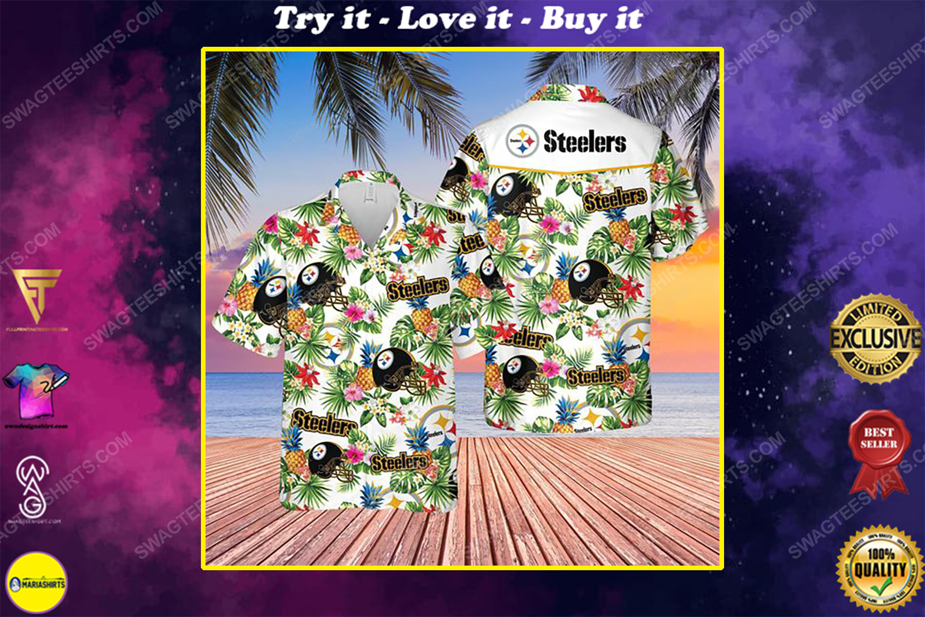 Pittsburgh steelers national football league tropical hawaiian shirt