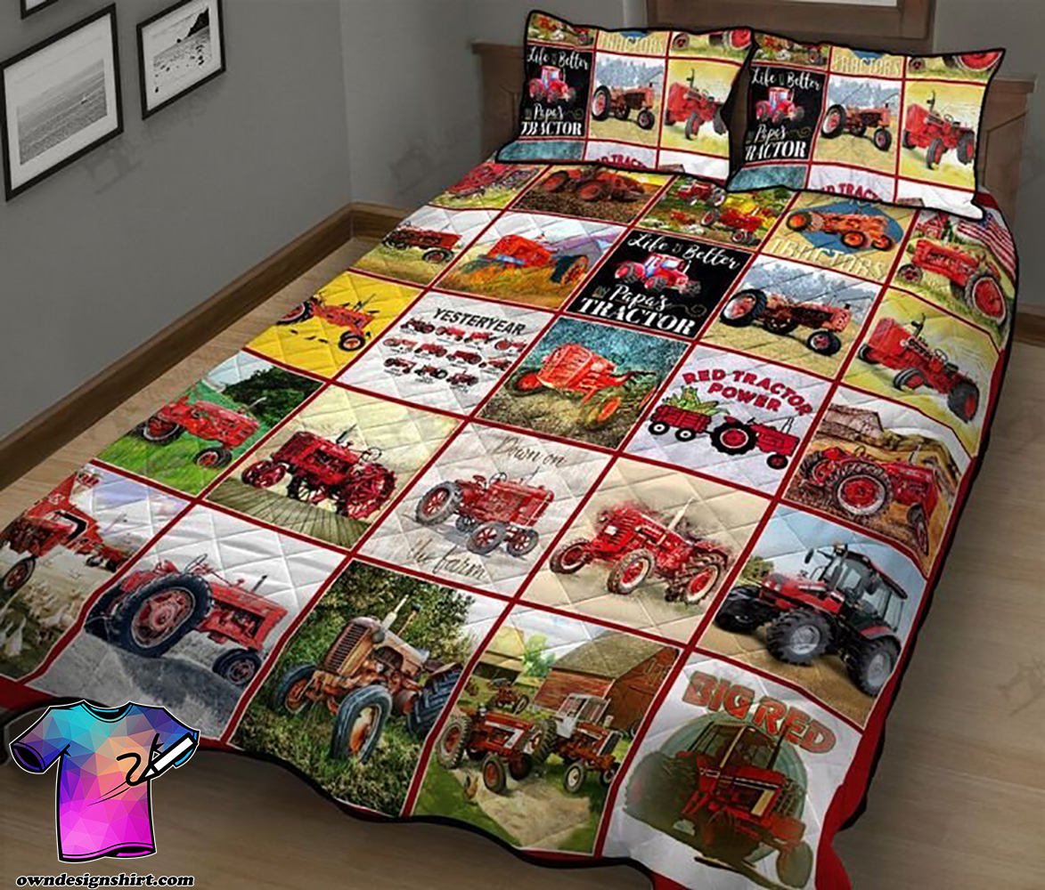 Red tractor all over printed quilt