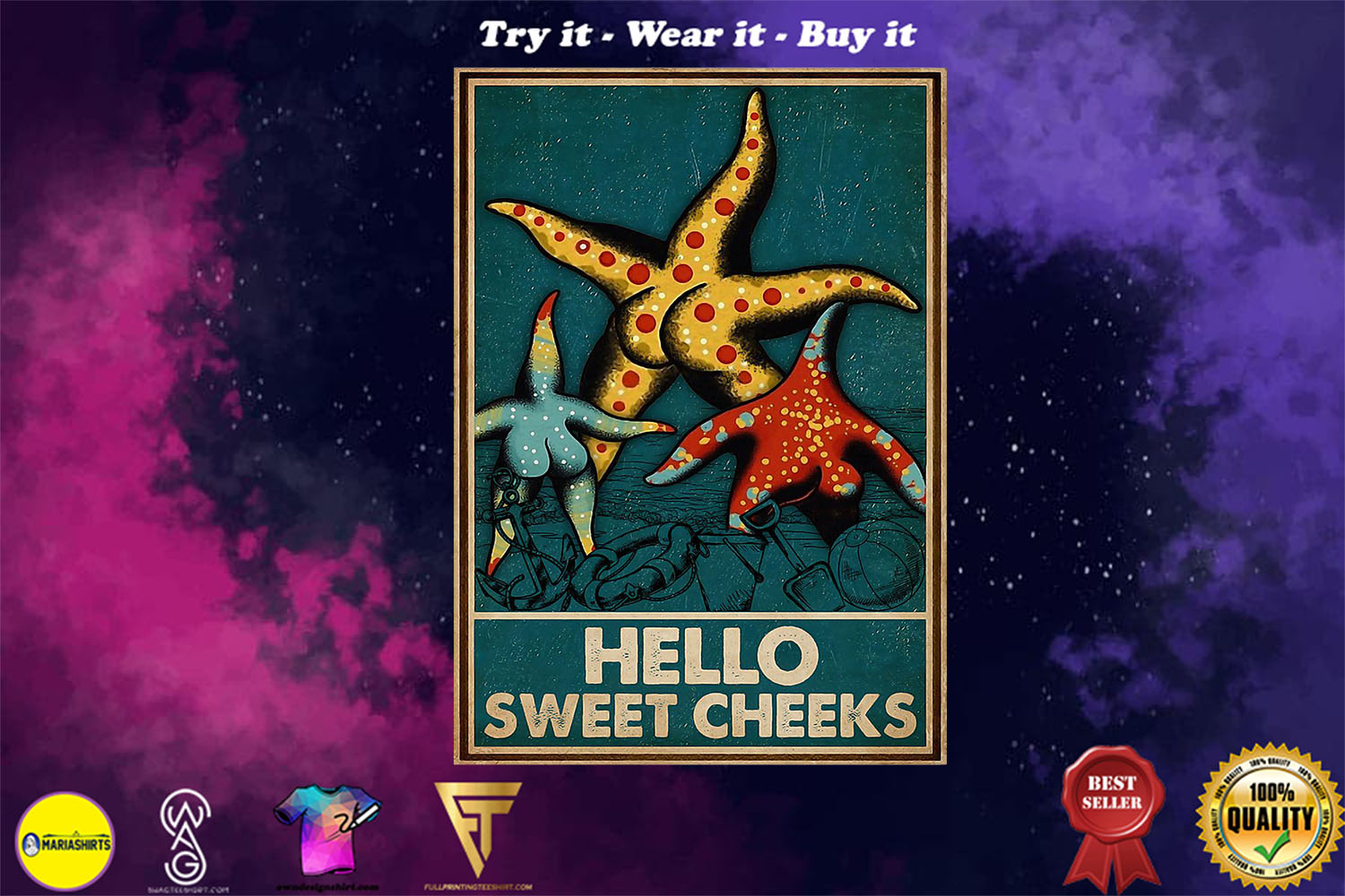 Starfish hello sweet cheek vintage poster