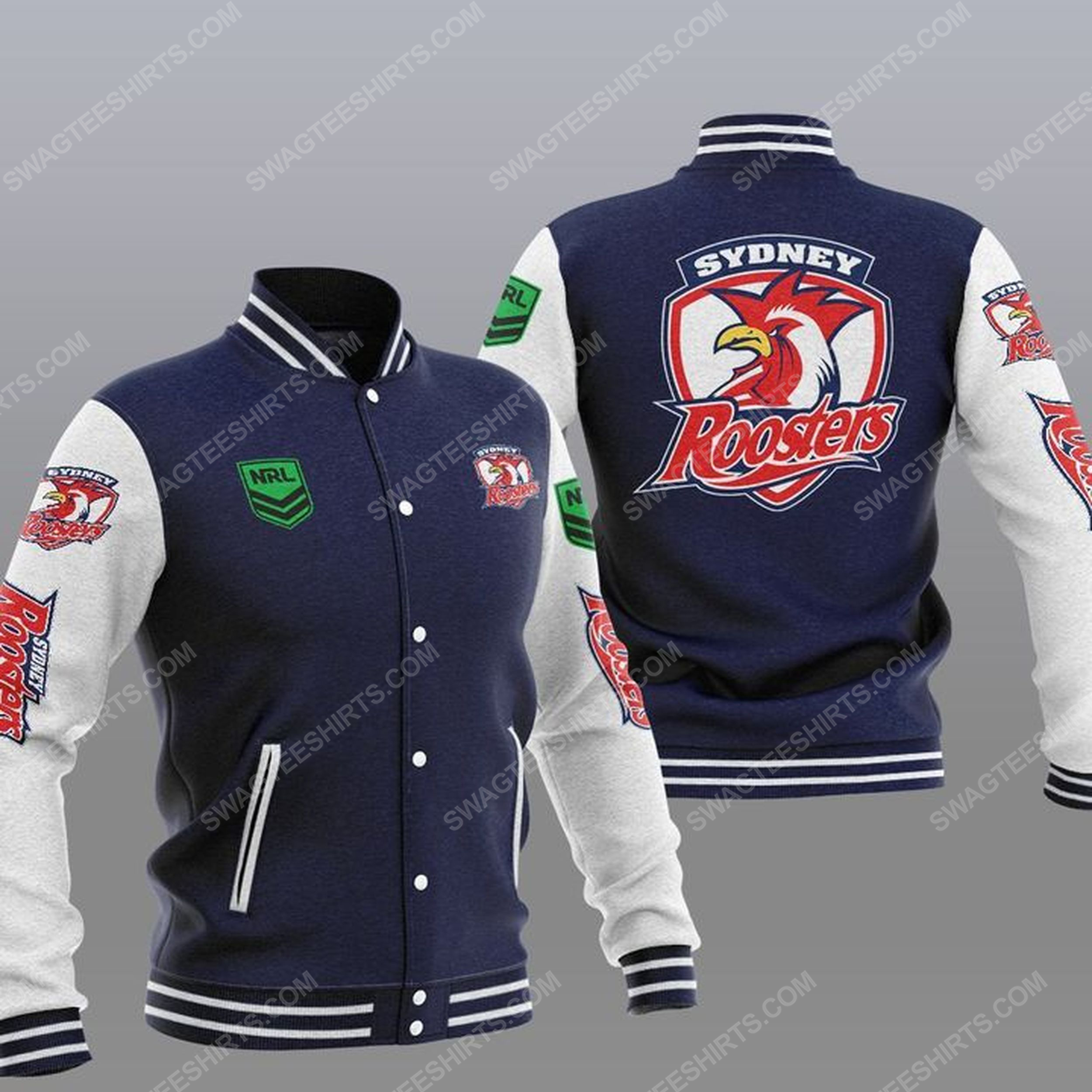 The sydney roosters nfl all over print baseball jacket - navy 1