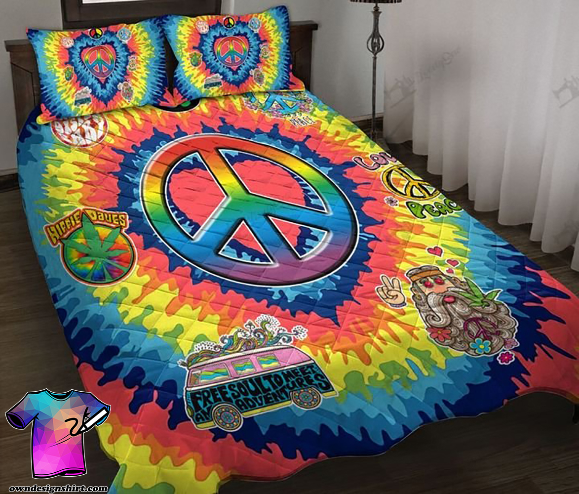 Tie dye hippie camping life full printing quilt