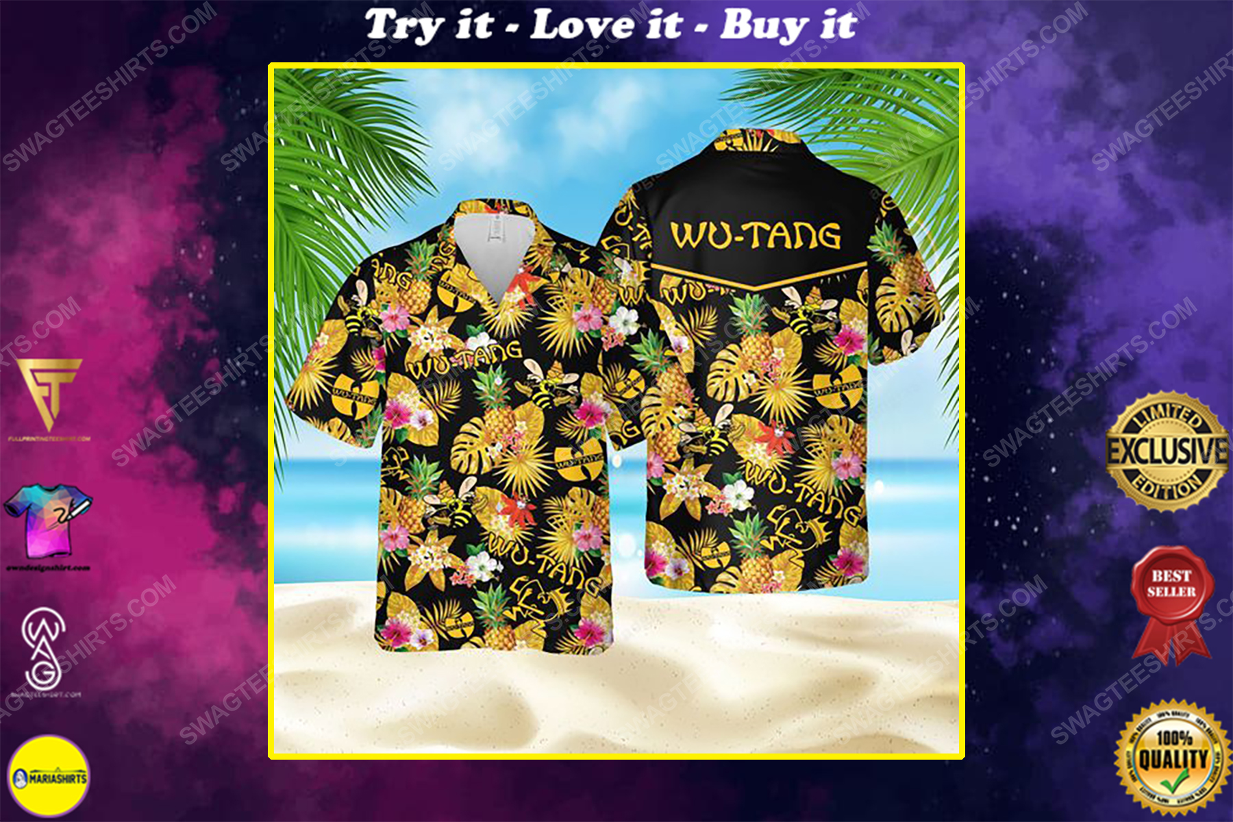 Tropical american hip hop wu tang clan summer party hawaiian shirt