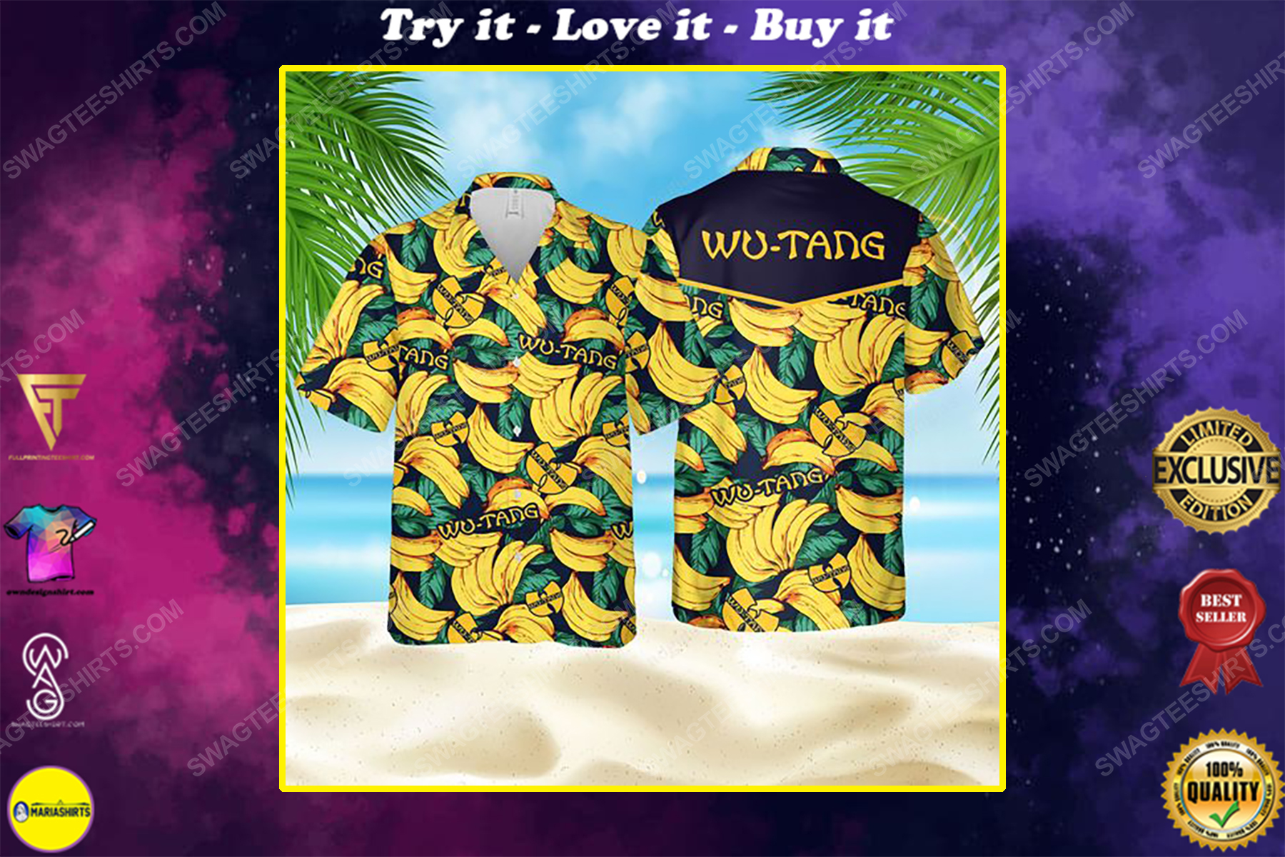 Tropical banana wu tang clan summer party hawaiian shirt