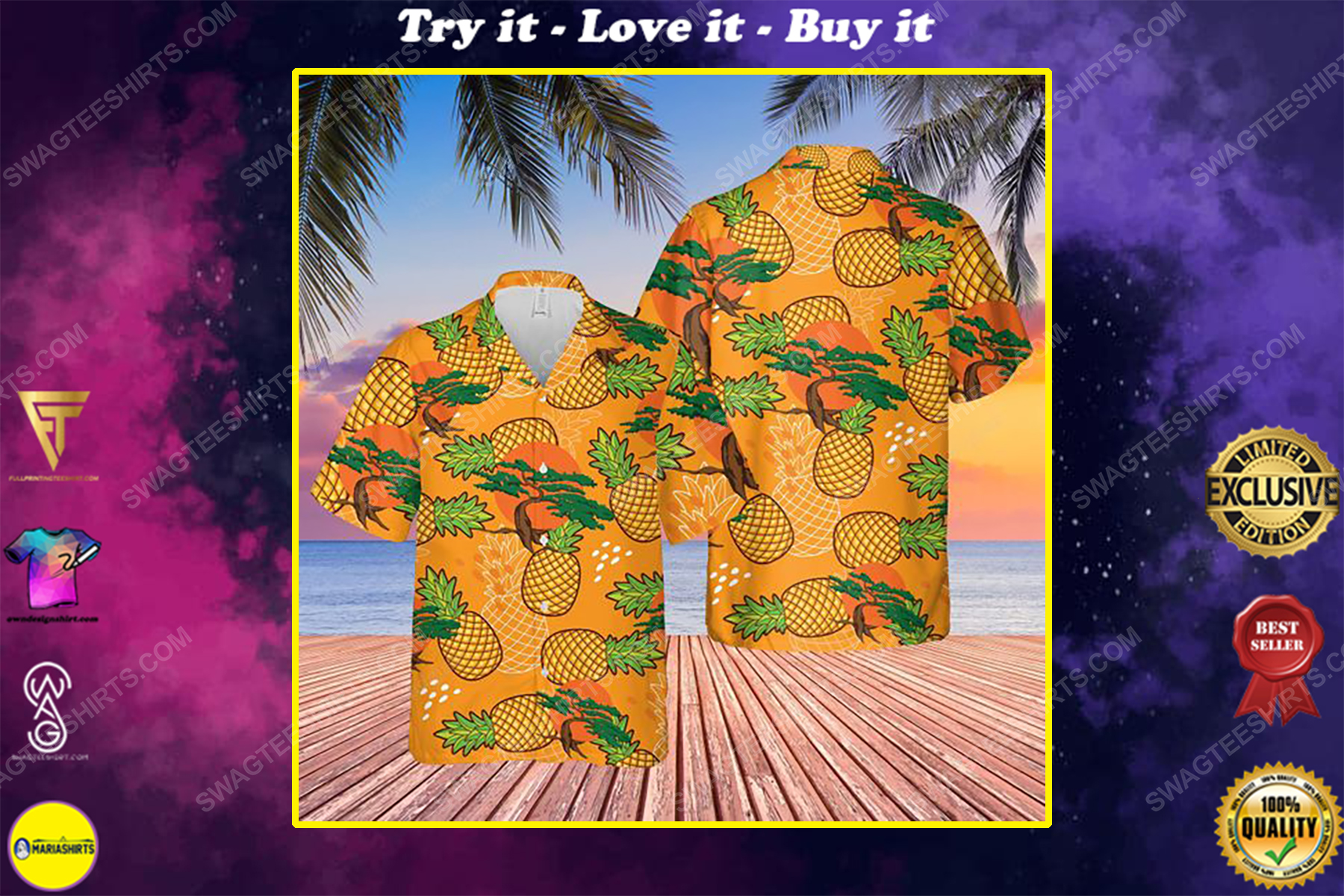 Tropical pineapple miyagi do summer vacation hawaiian shirt