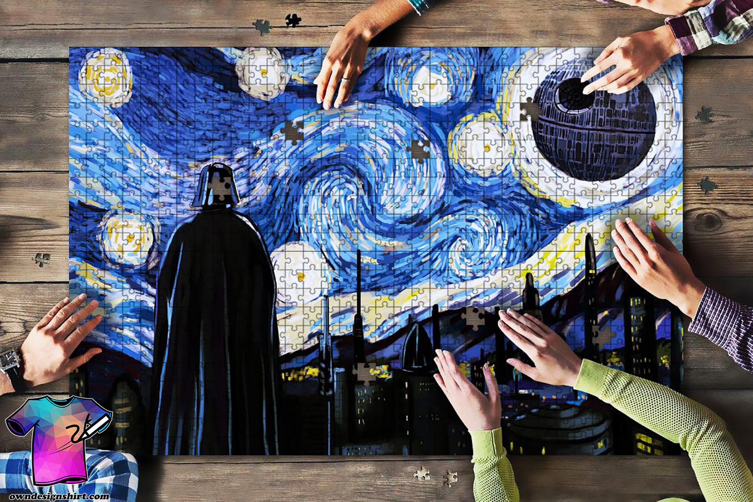 Vincent van gogh starry night darth vader and death star jigsaw puzzle