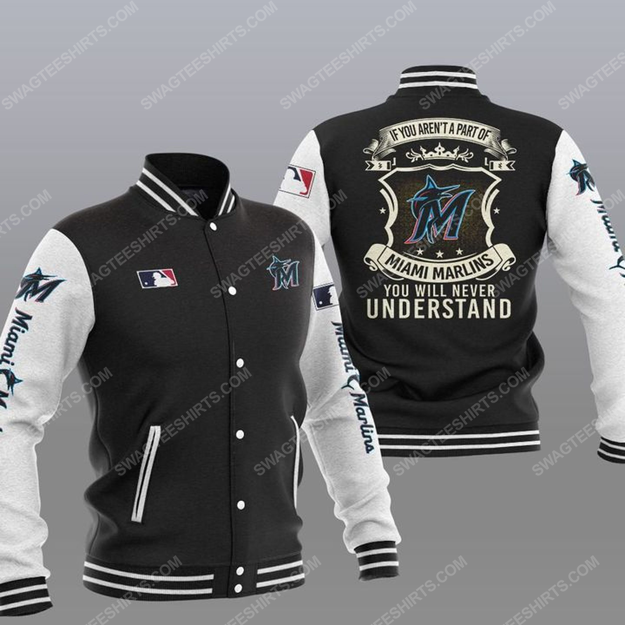 You will never understand miami marlins all over print baseball jacket - black 1
