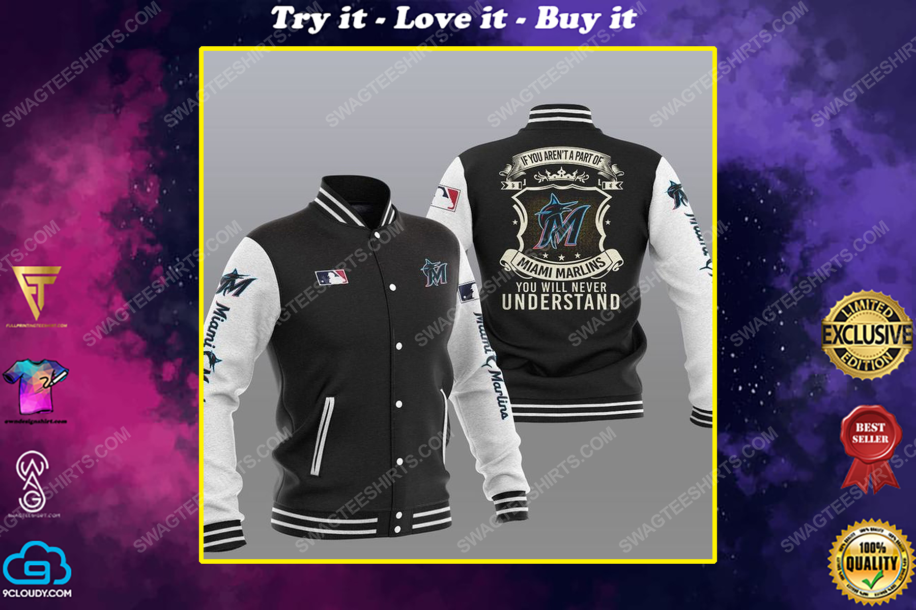 You will never understand miami marlins all over print baseball jacket