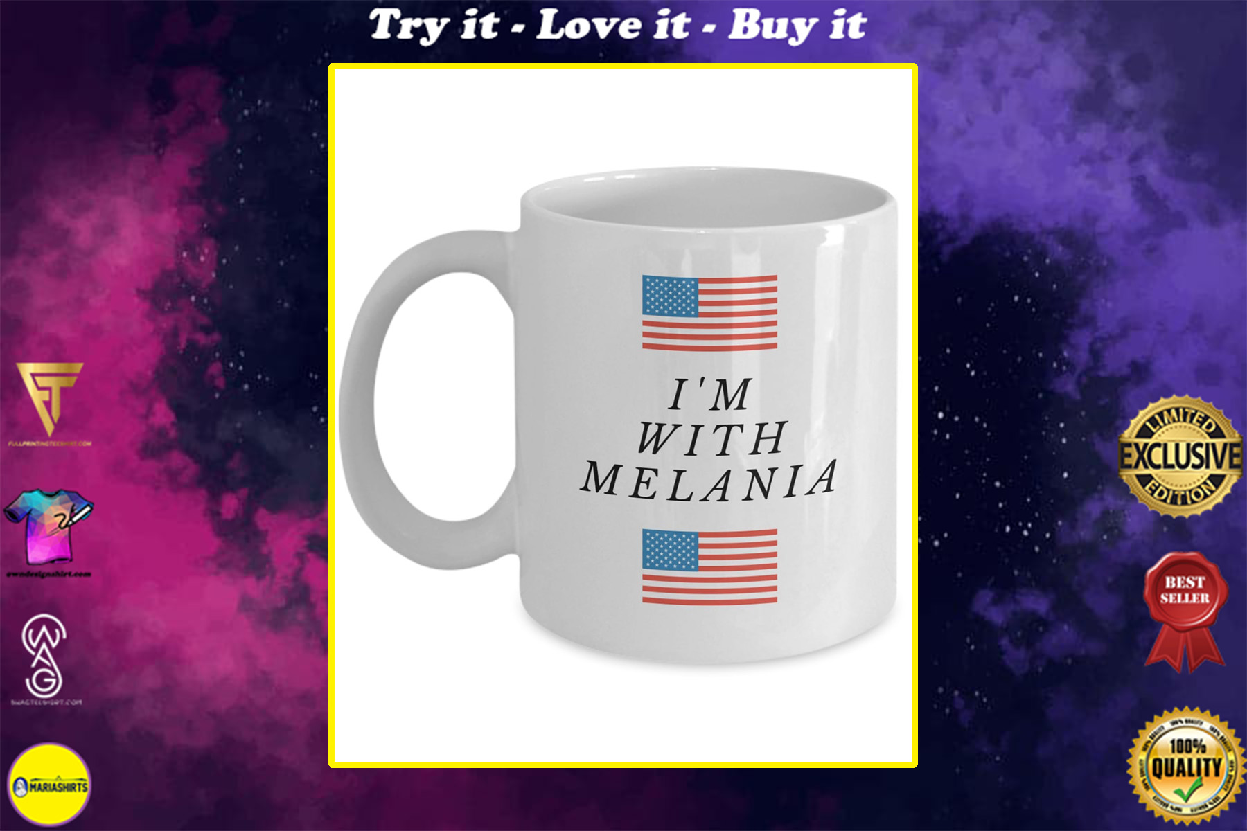 american flag i'm with melania mug