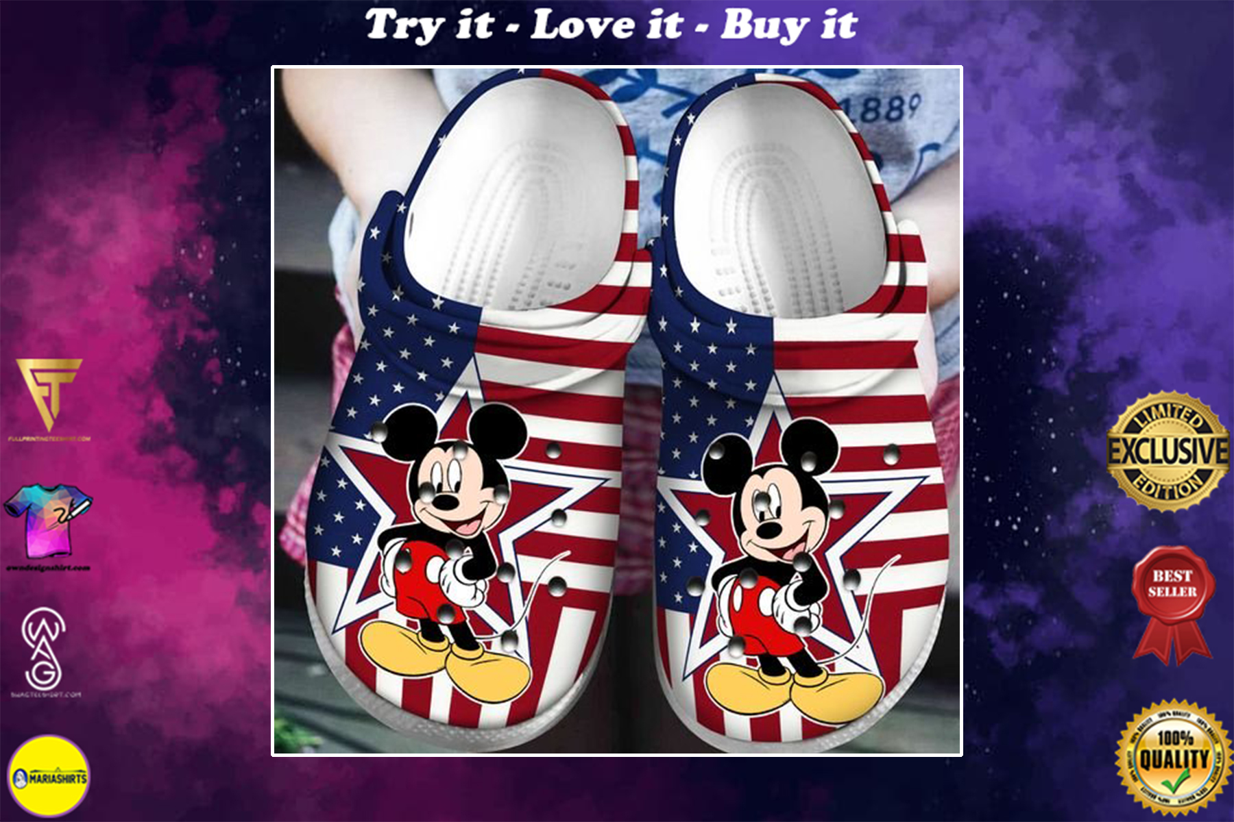 american flag mickey mouse crocband clog