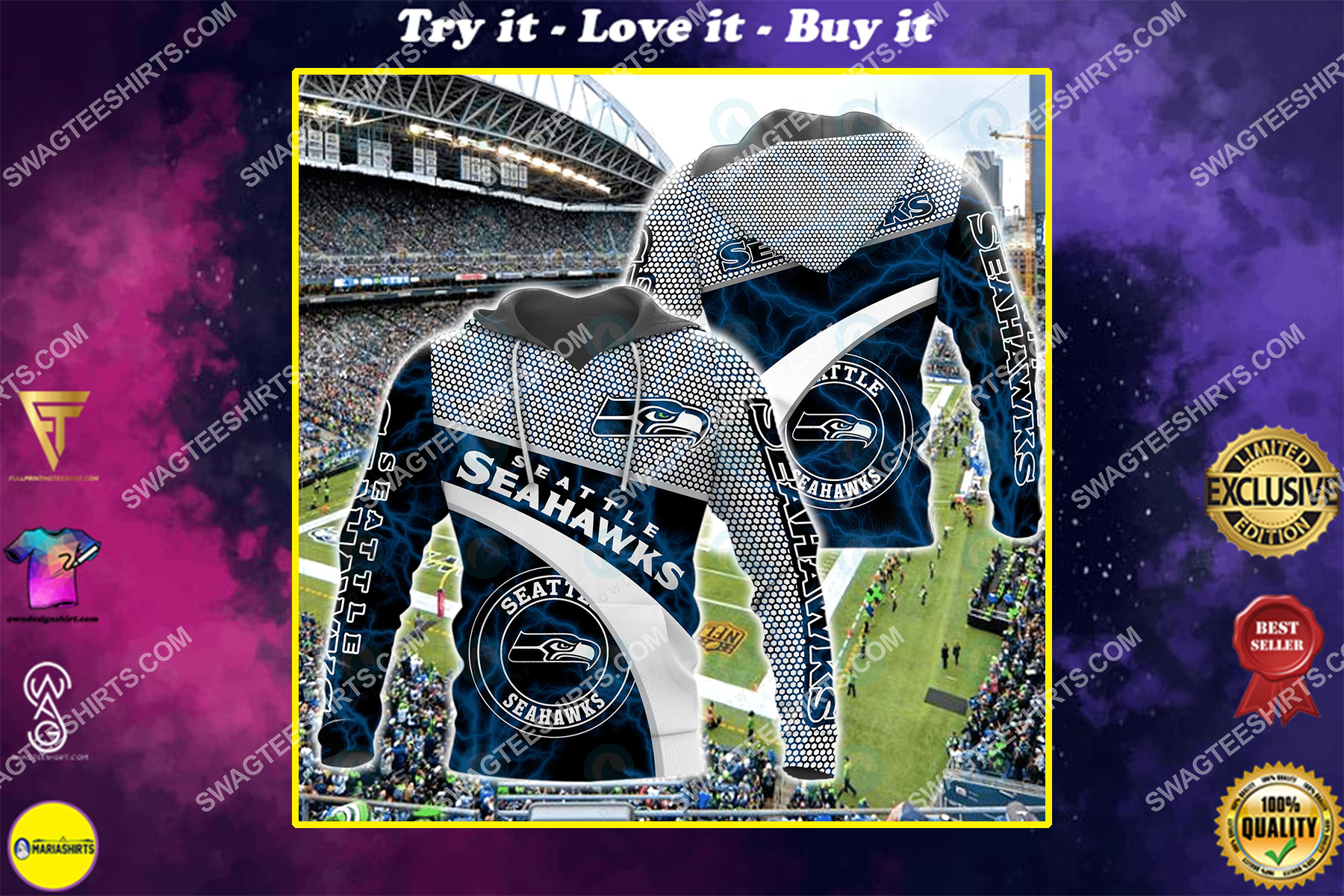 american football team seattle seahawks all over printed shirt