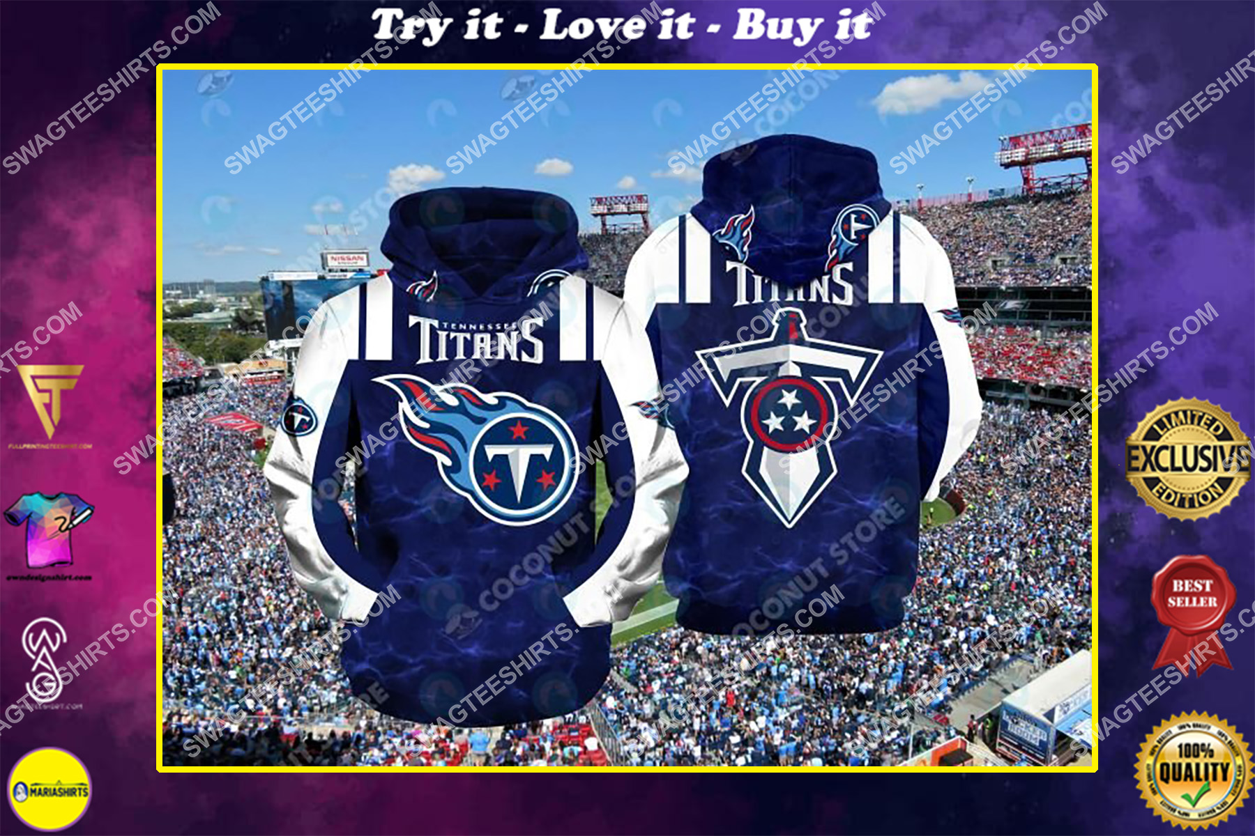 american football team tennessee titans all over printed shirt