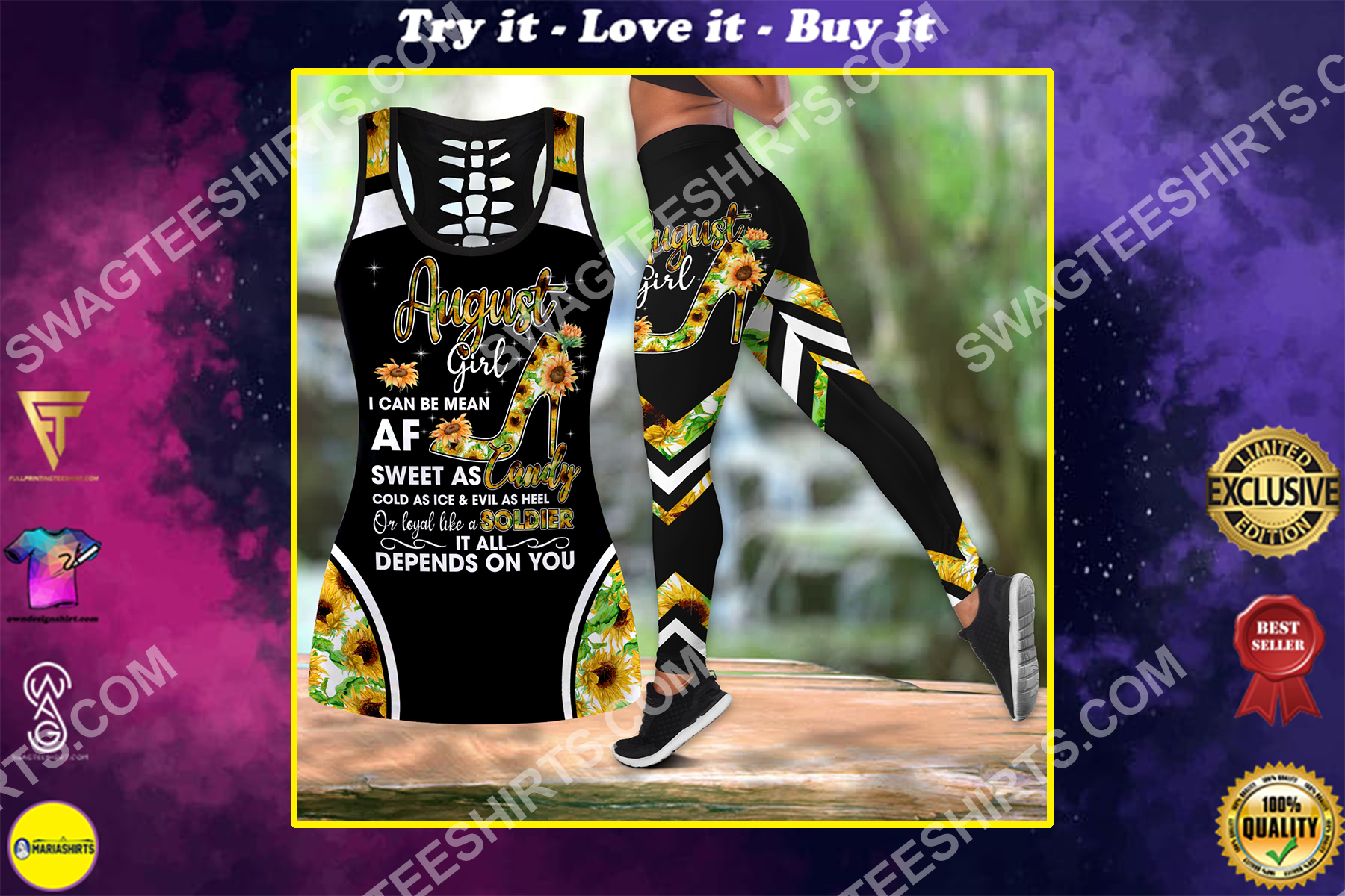 august girl i can be mean it all depends on you birthday gift set sports outfit