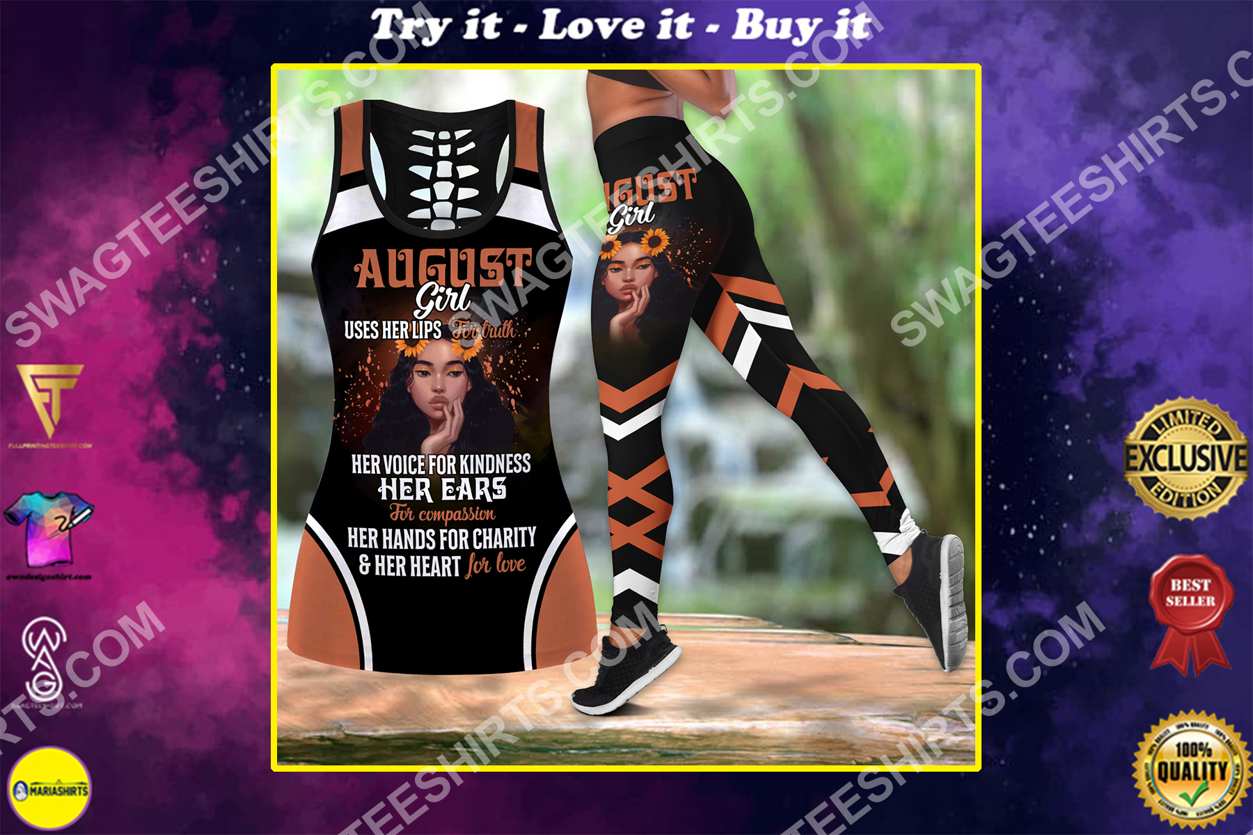 august girl uses her lips for truth birthday gift set sports outfit