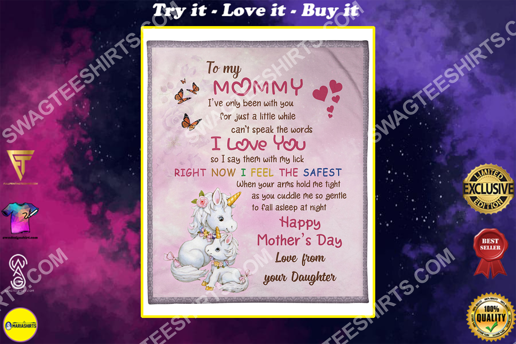 baby unicorn to my mommy i love you happy mothers day blanket