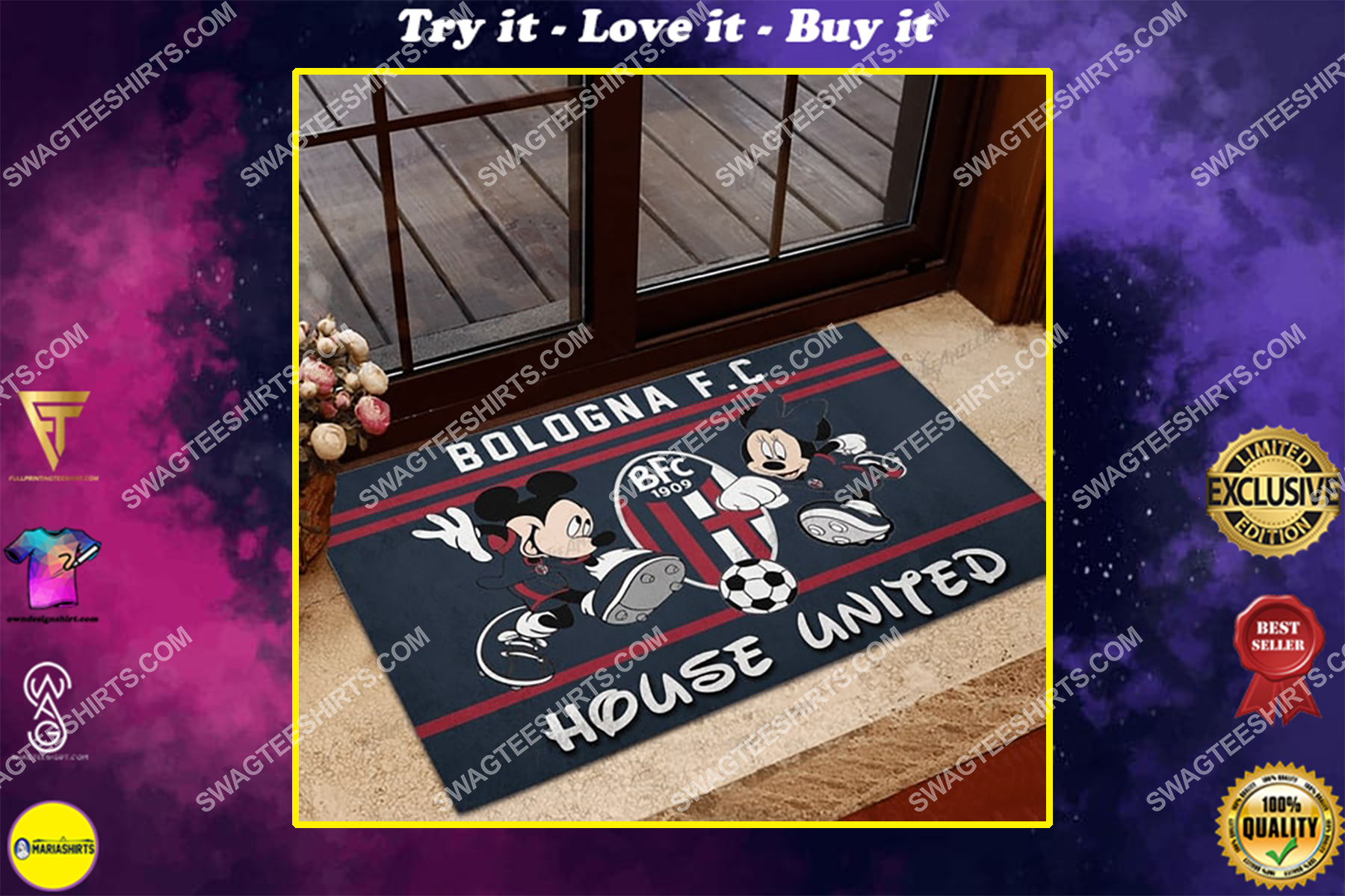 bologna football club house united mickey mouse and minnie mouse doormat