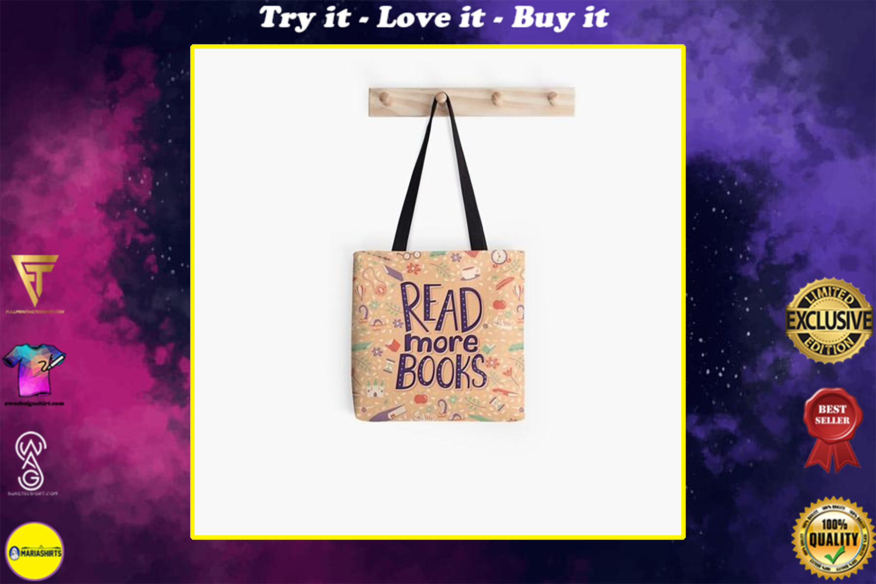 book lovers reading read more books all over printed tote bag