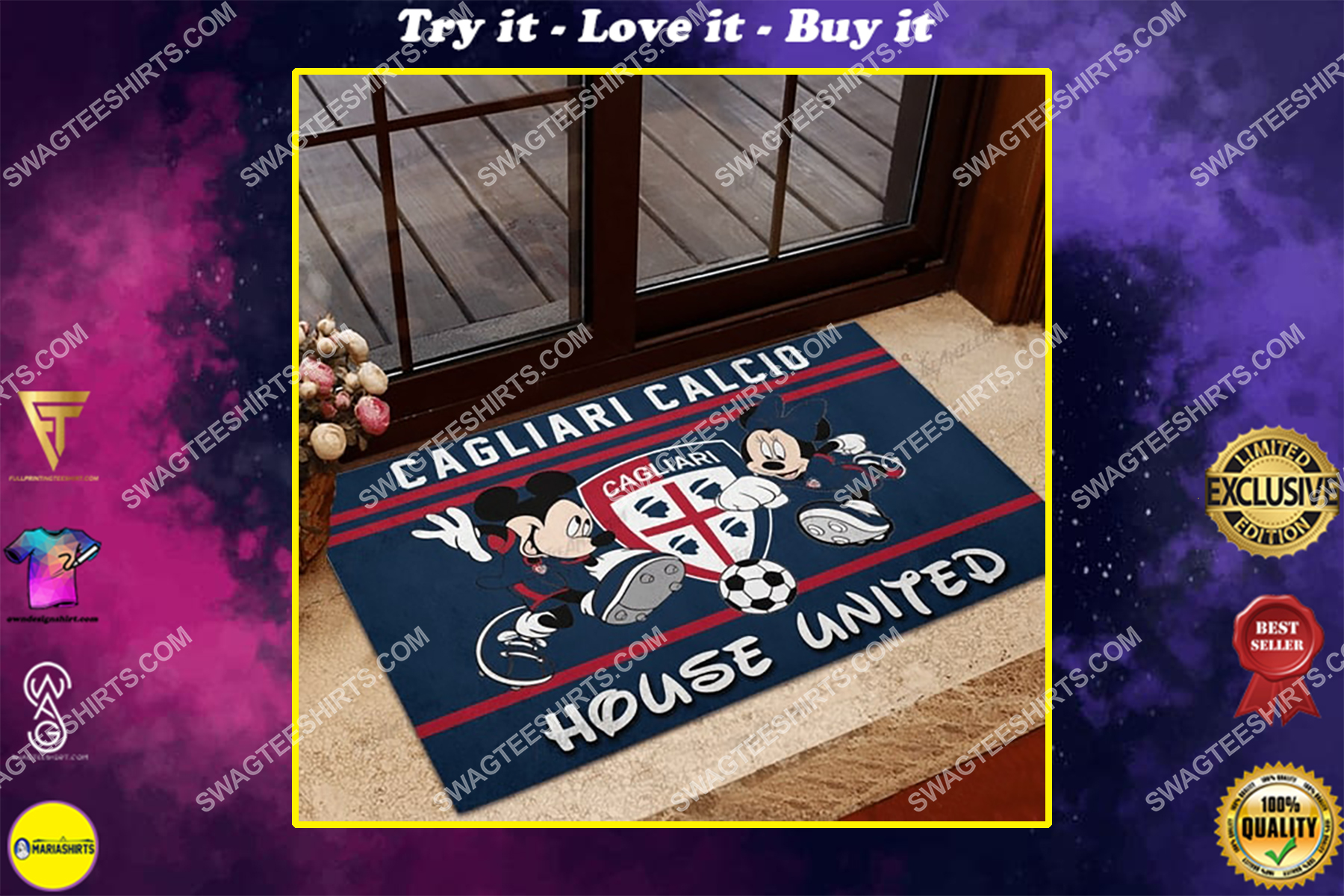 cagliari calcio house united mickey mouse and minnie mouse doormat