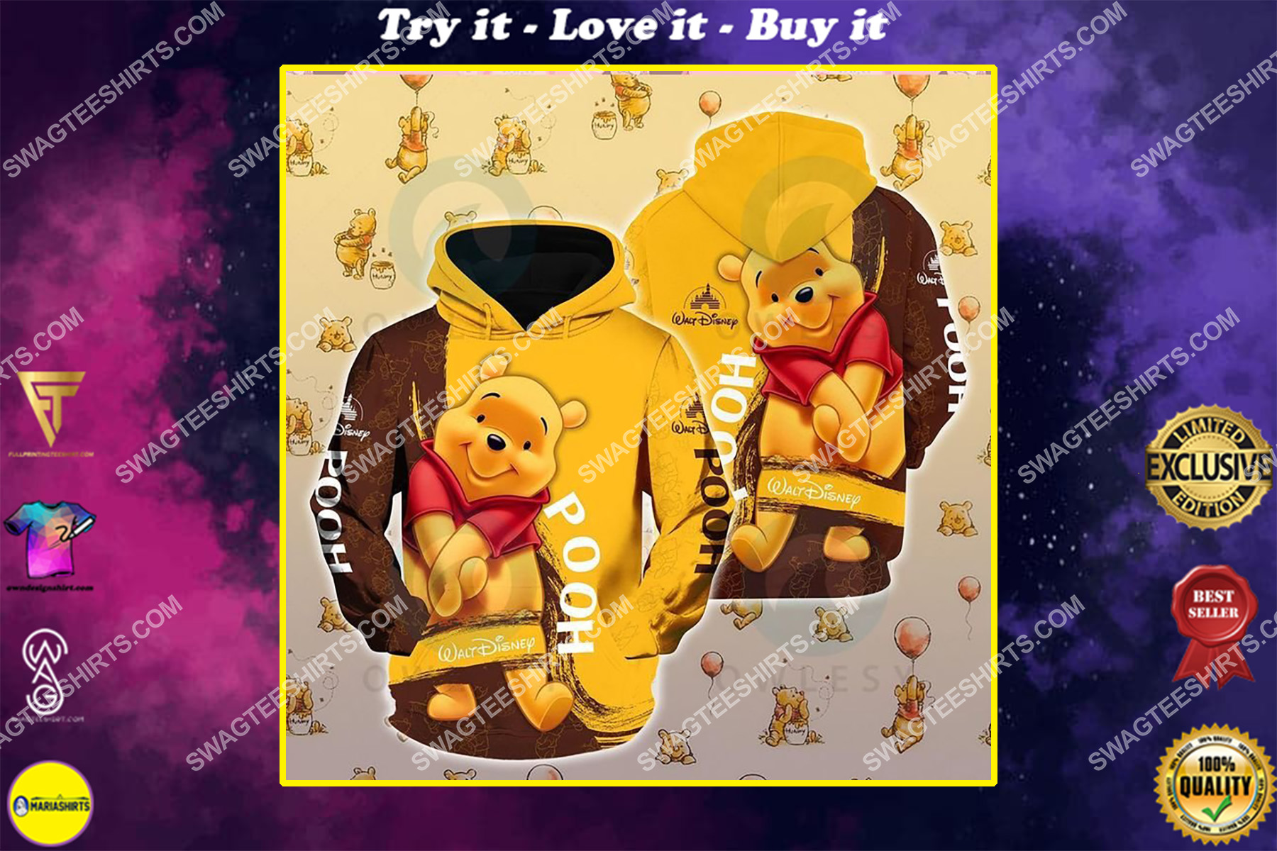 cartoon movie winnie-the-pooh all over printed shirt