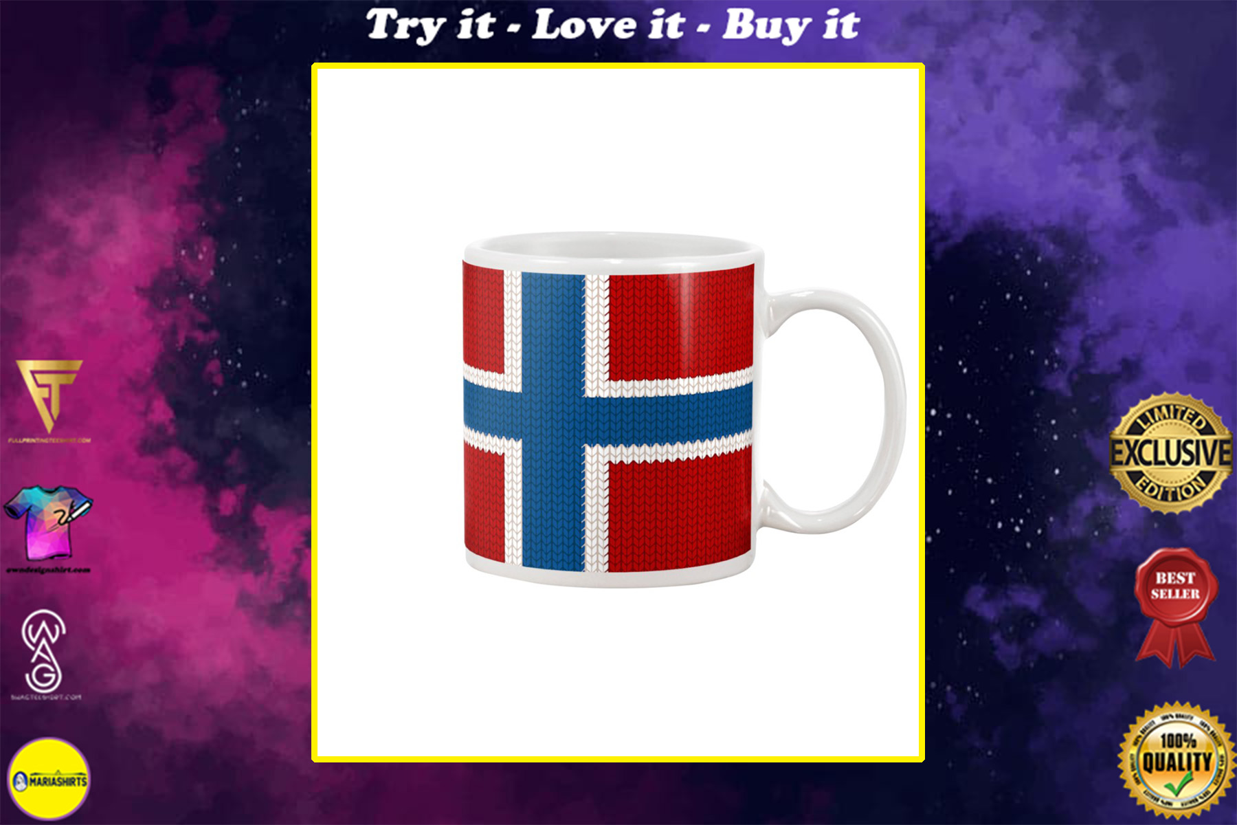 christmas norwegian flag knitted pattern mug