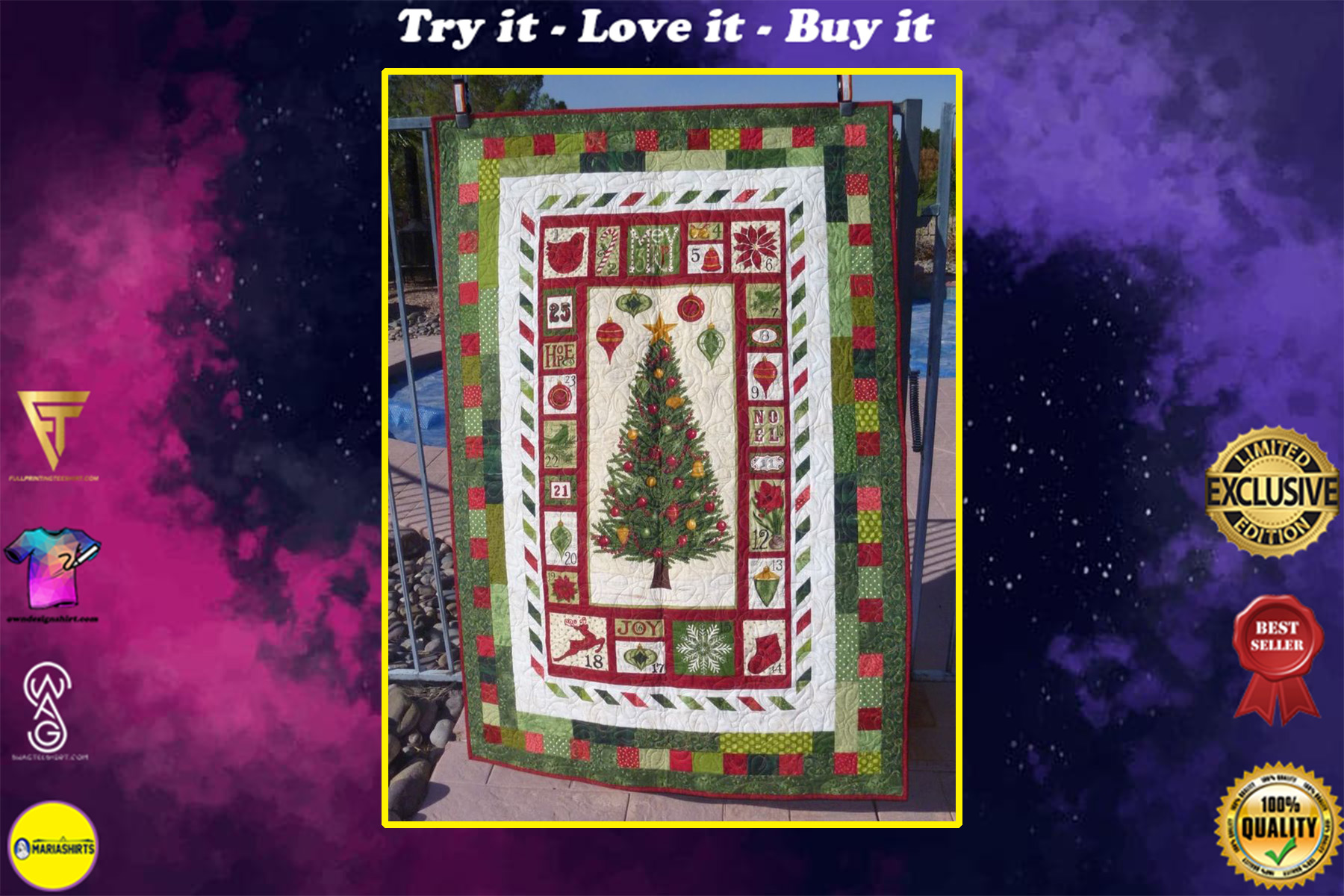 christmas tree farm full printing quilt