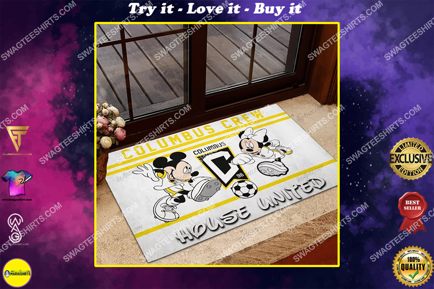 columbus crew house united mickey mouse and minnie mouse doormat