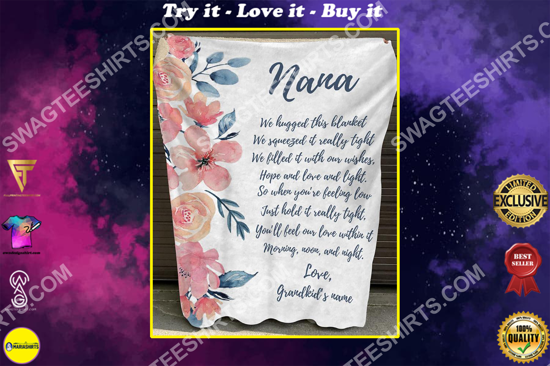 custom name flower to my nana hope and love and light blanket