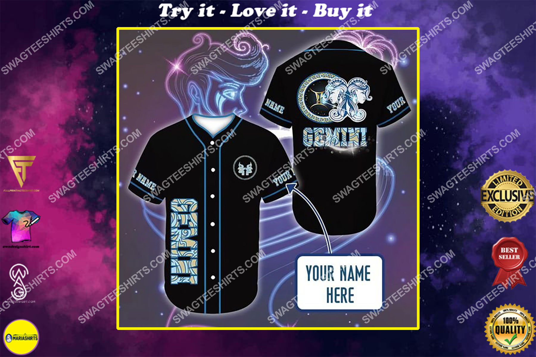 custom name i am a gemini zodiac all over printed baseball shirt