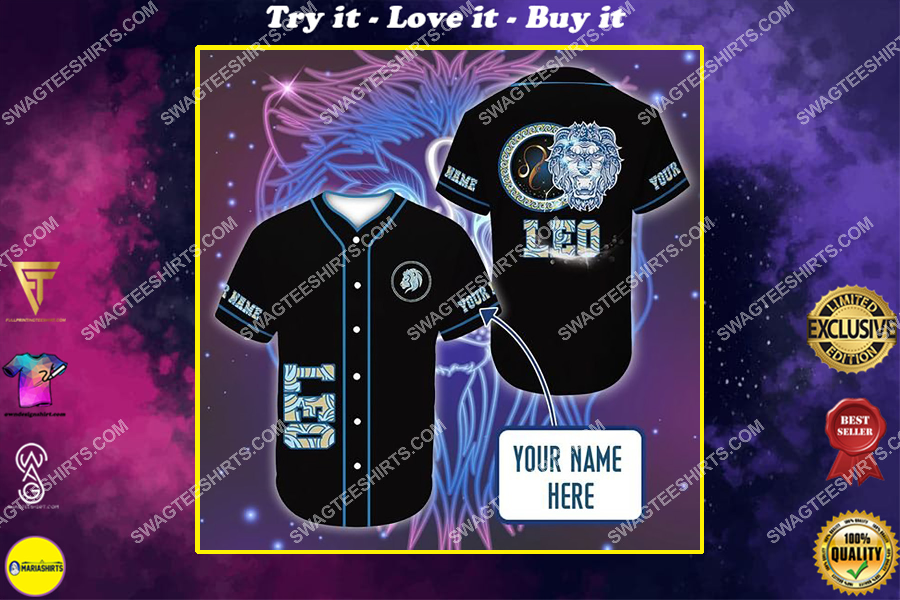 custom name i am a leo zodiac all over printed baseball shirt