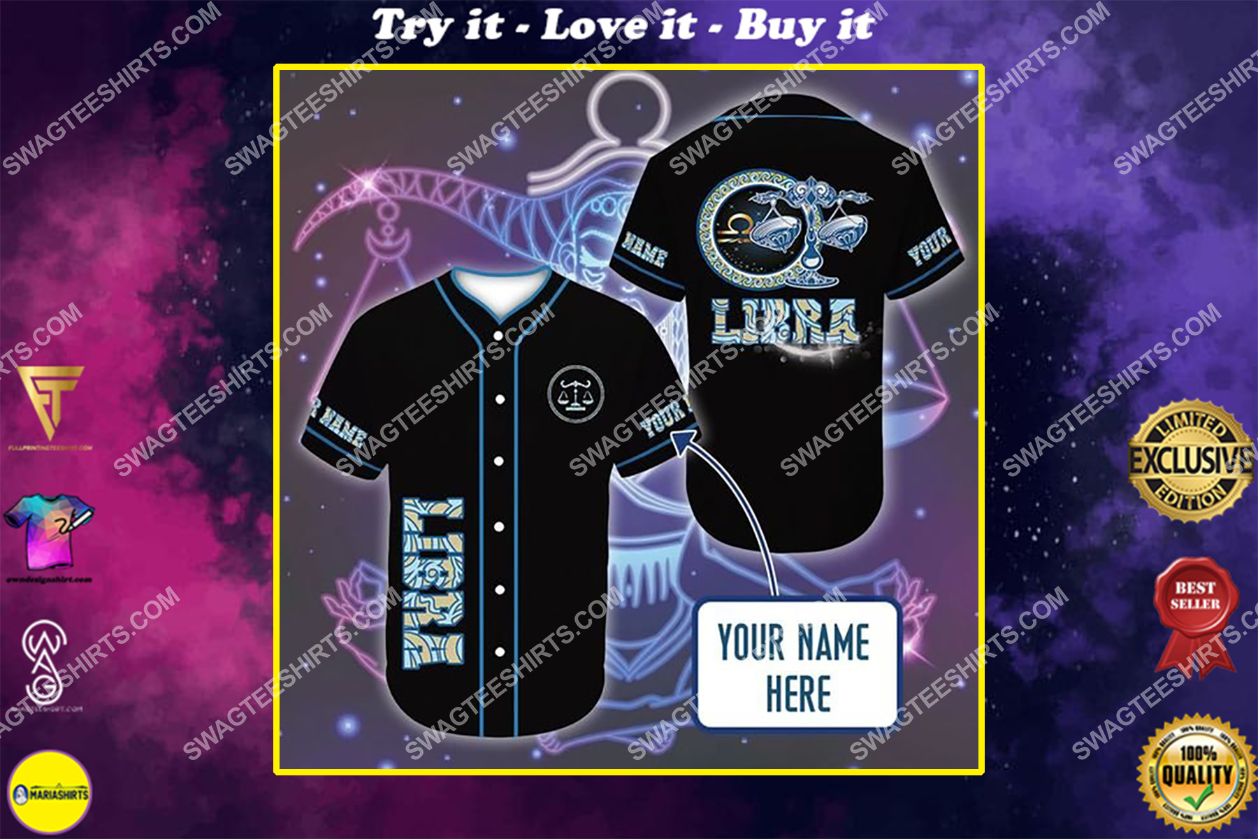 custom name i am a libra zodiac all over printed baseball shirt
