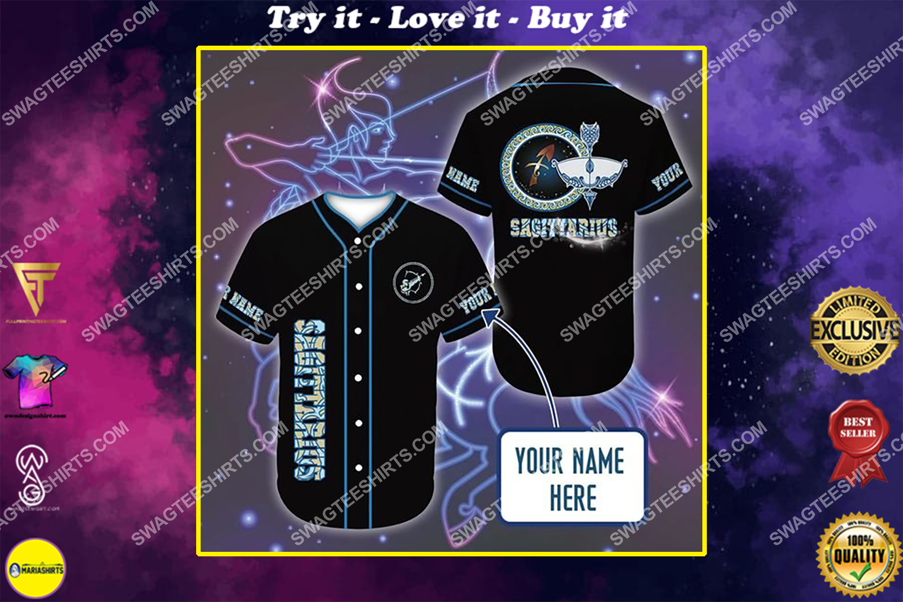custom name i am a sagittarius zodiac all over printed baseball shirt